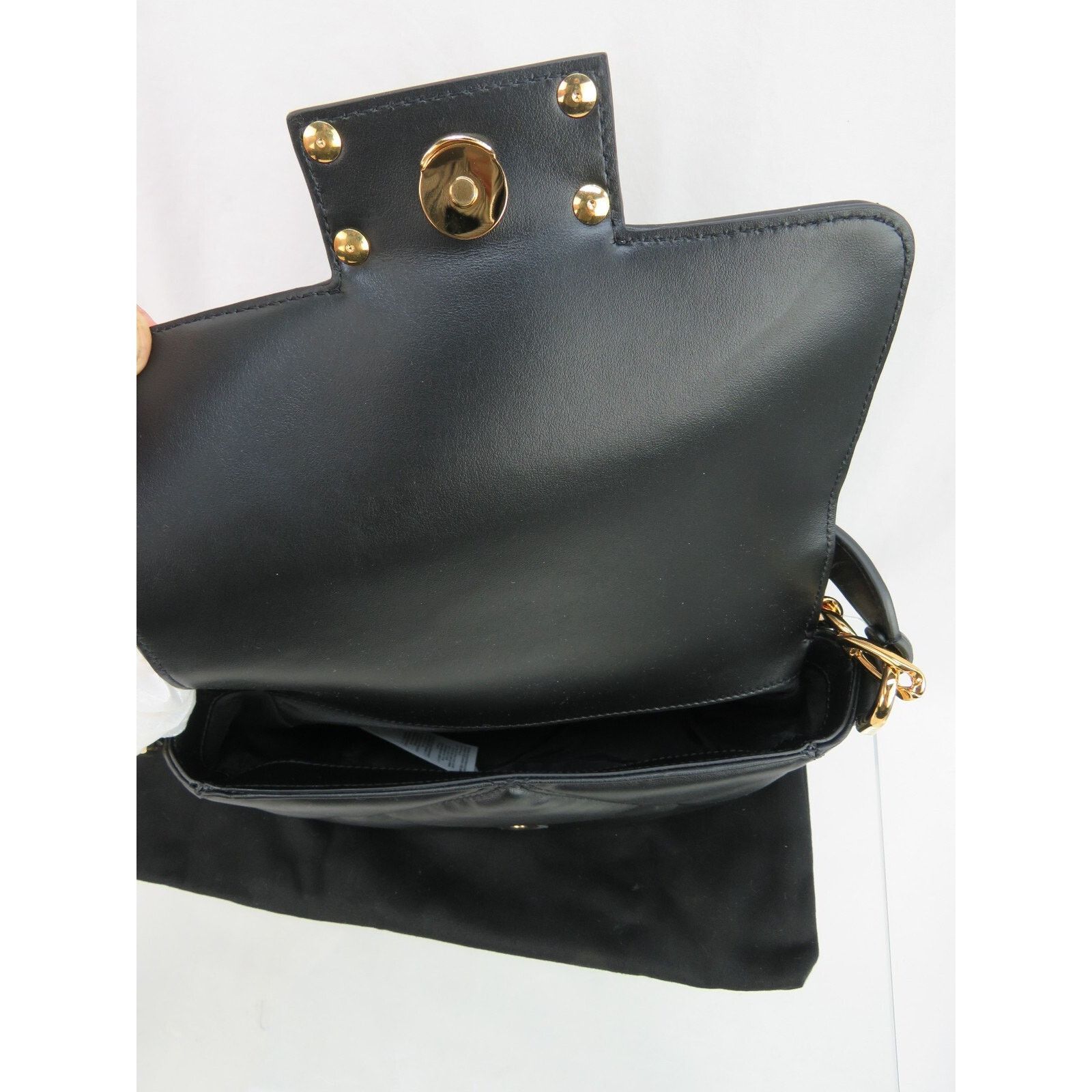 Versace VERSACE QUILTED BLACK LEATHER GOLD MEDUSA GOLD CHAIN BAG $2K Size ONE SIZE - 8 Thumbnail