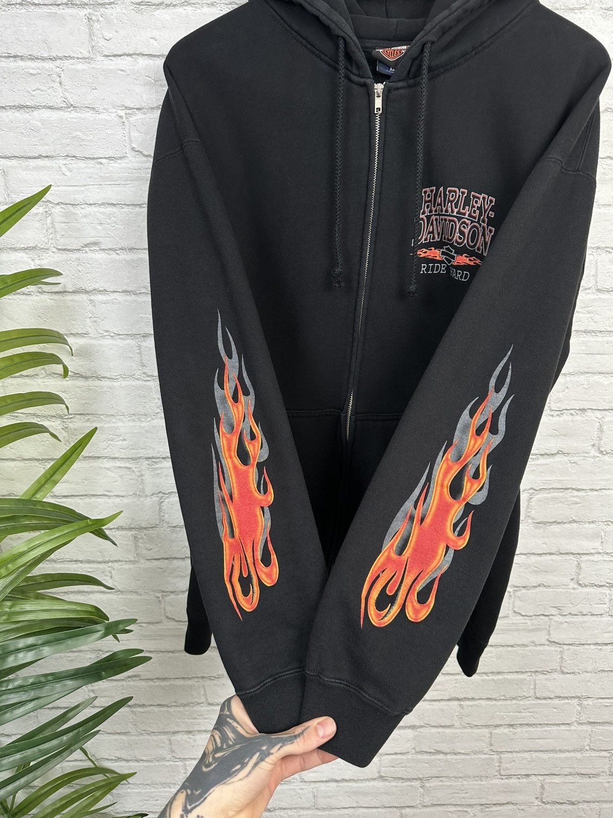 Harley Davidson (XL) SICK FLAMES Harley Davidson Zip Up Hoodie Size US XL / EU 56 / 4 - 6 Thumbnail