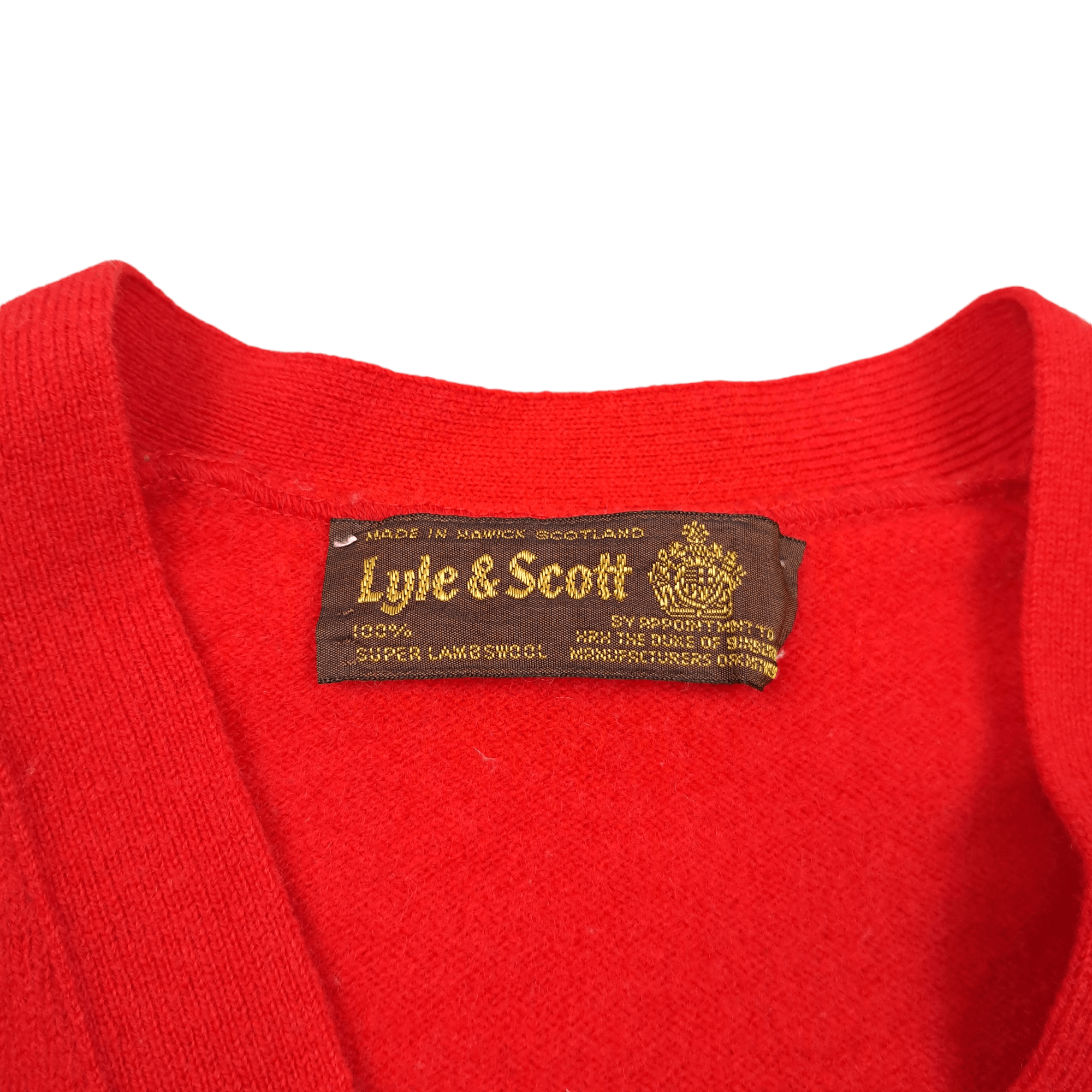 Lyle & Scott × Vintage 💎 Vintage Lyle and Scot Wool Red Cardigan Sweater Size US S / EU 44-46 / 1 - 3 Thumbnail