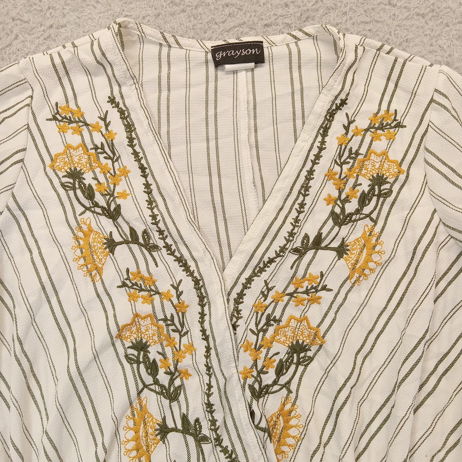 & Other Stories Grayson Embroidered Top M Women's 3/4 Sleeve Blouse Pullover Size M / US 6-8 / IT 42-44 - 2 Thumbnail