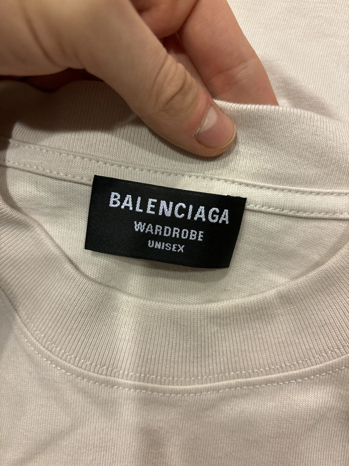 Balenciaga Balenciaga Cream/Blue Spellout Logo Tee Size US M / EU 48-50 / 2 - 5 Thumbnail
