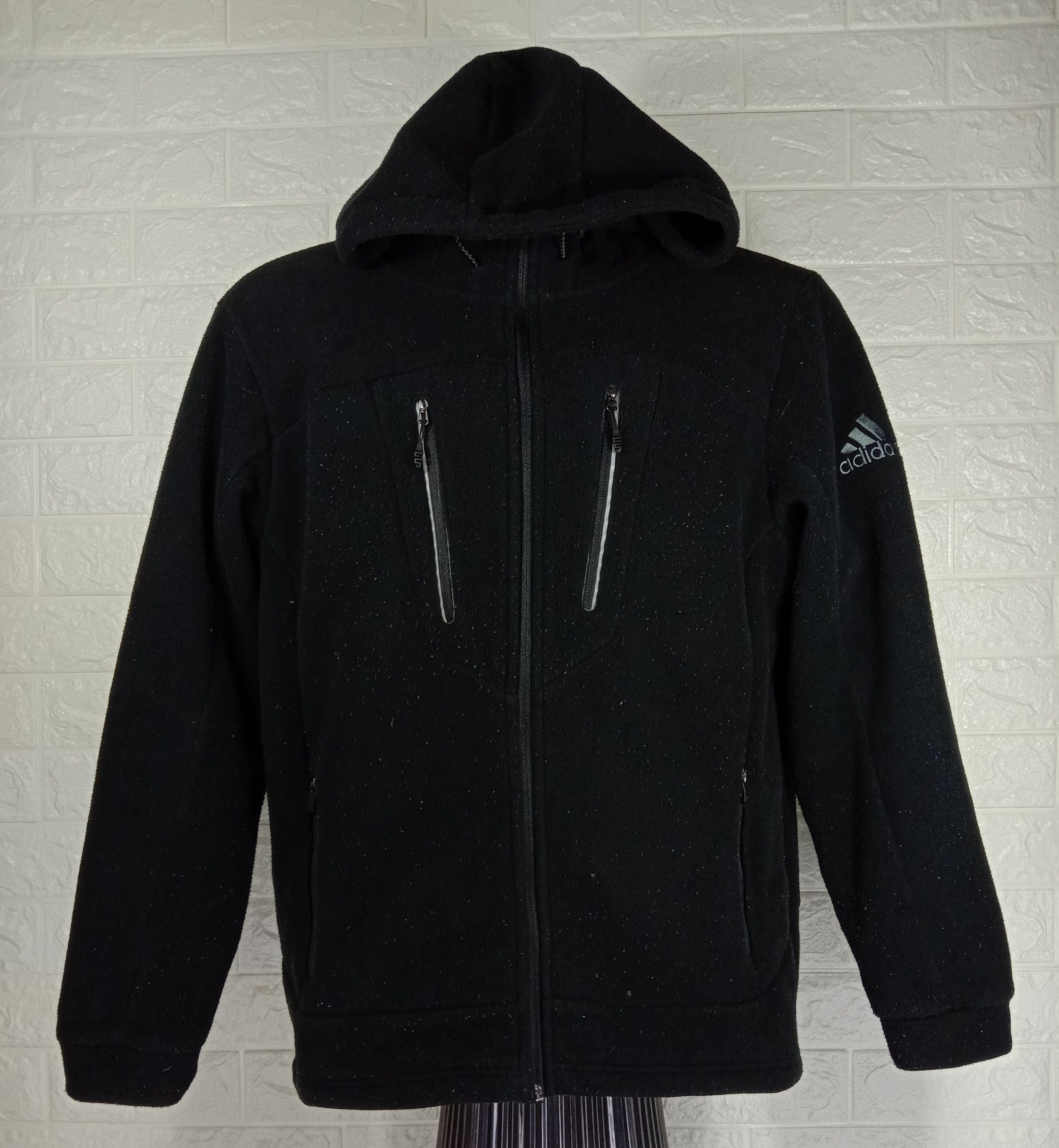 Adidas Vintage Adidas Hoodie Zipper Black Fleece Jacket Size US L / EU 52-54 / 3 - 1 Thumbnail