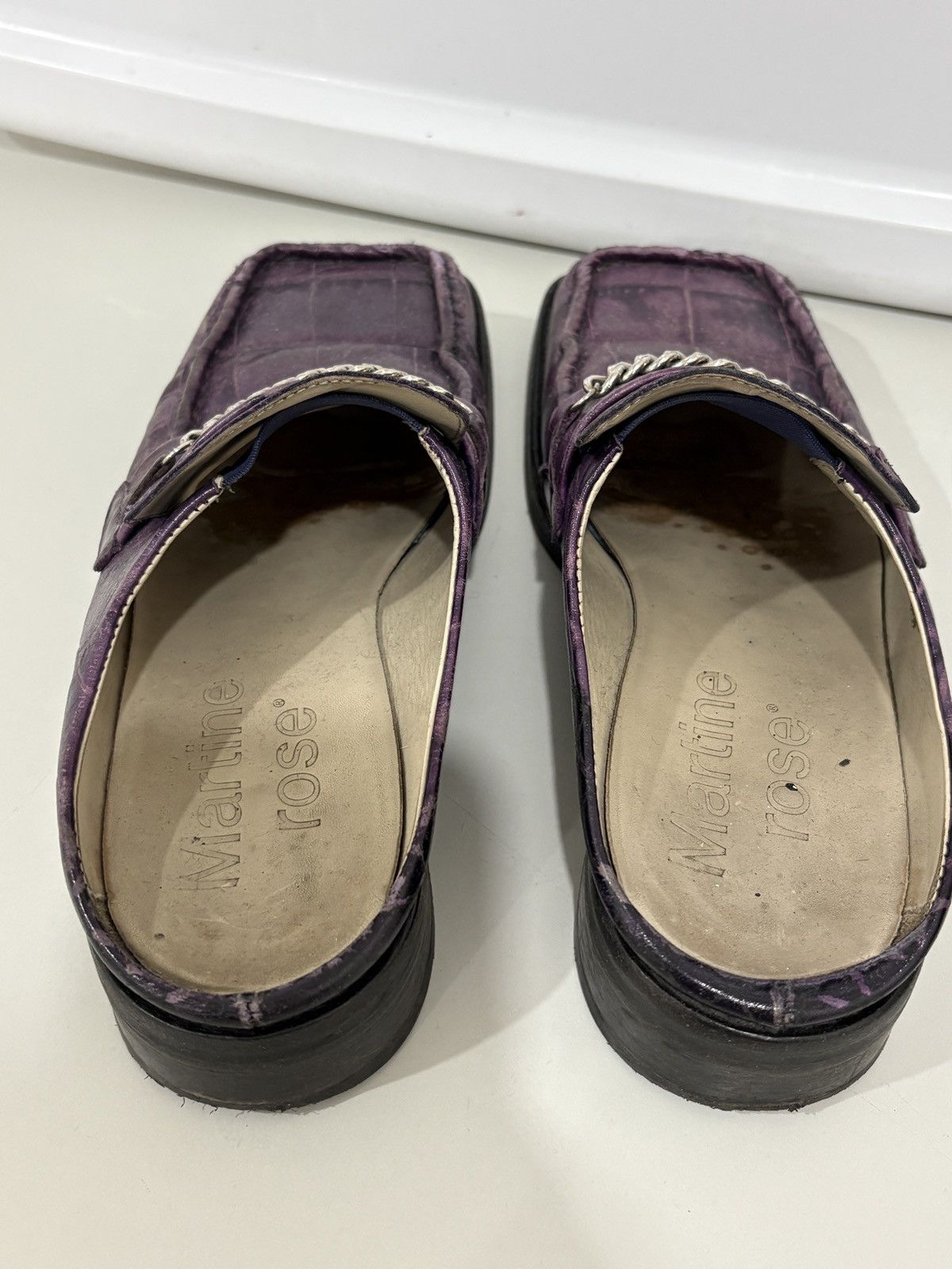 Martine Rose Martinez Rose Square Toe Croc Mule Loafer Purple Size US 7 / IT 37 - 4 Thumbnail