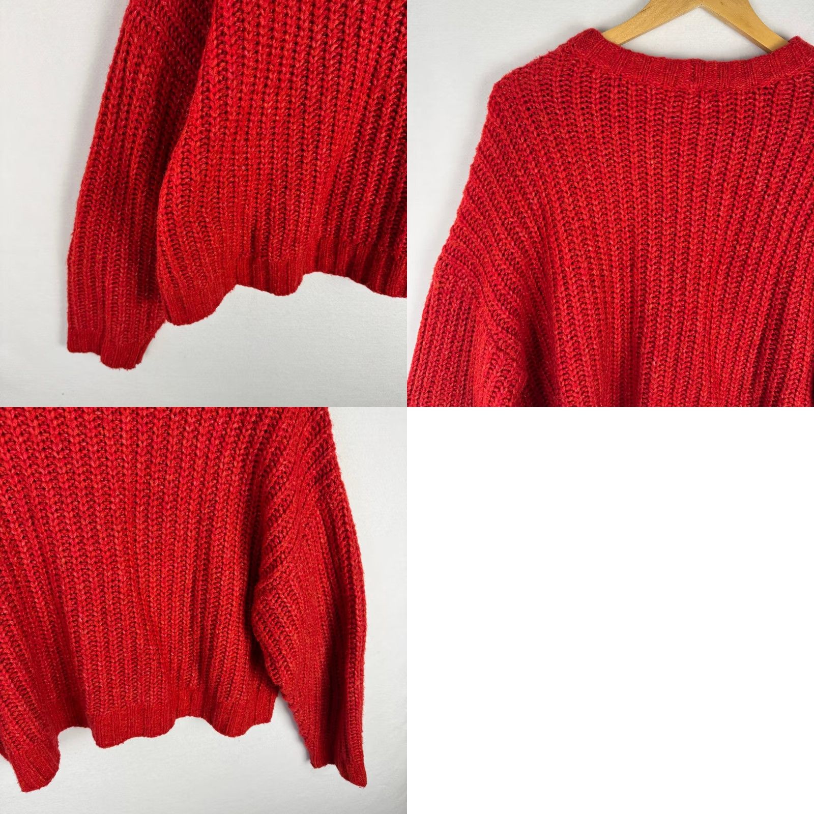 American Eagle Outfitters American Eagle Red Chunky Ribbed Knit Sweater Womens XL Vibrant Cropped Size XL / US 12-14 / IT 48-50 - 9 Thumbnail