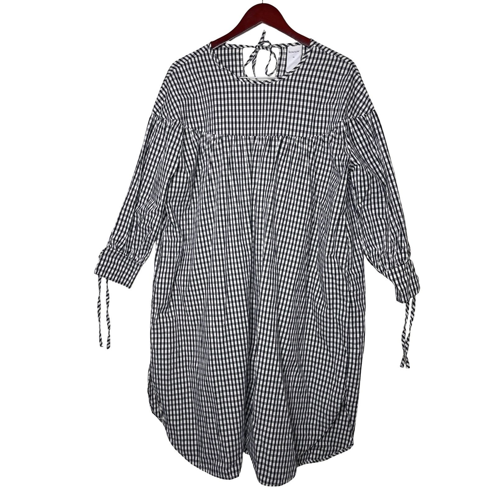 Kowtow Kowtow Juno Dress Black White Gingham Check Oversized dress Size XS / US 0-2 / IT 36-38 - 2 Thumbnail