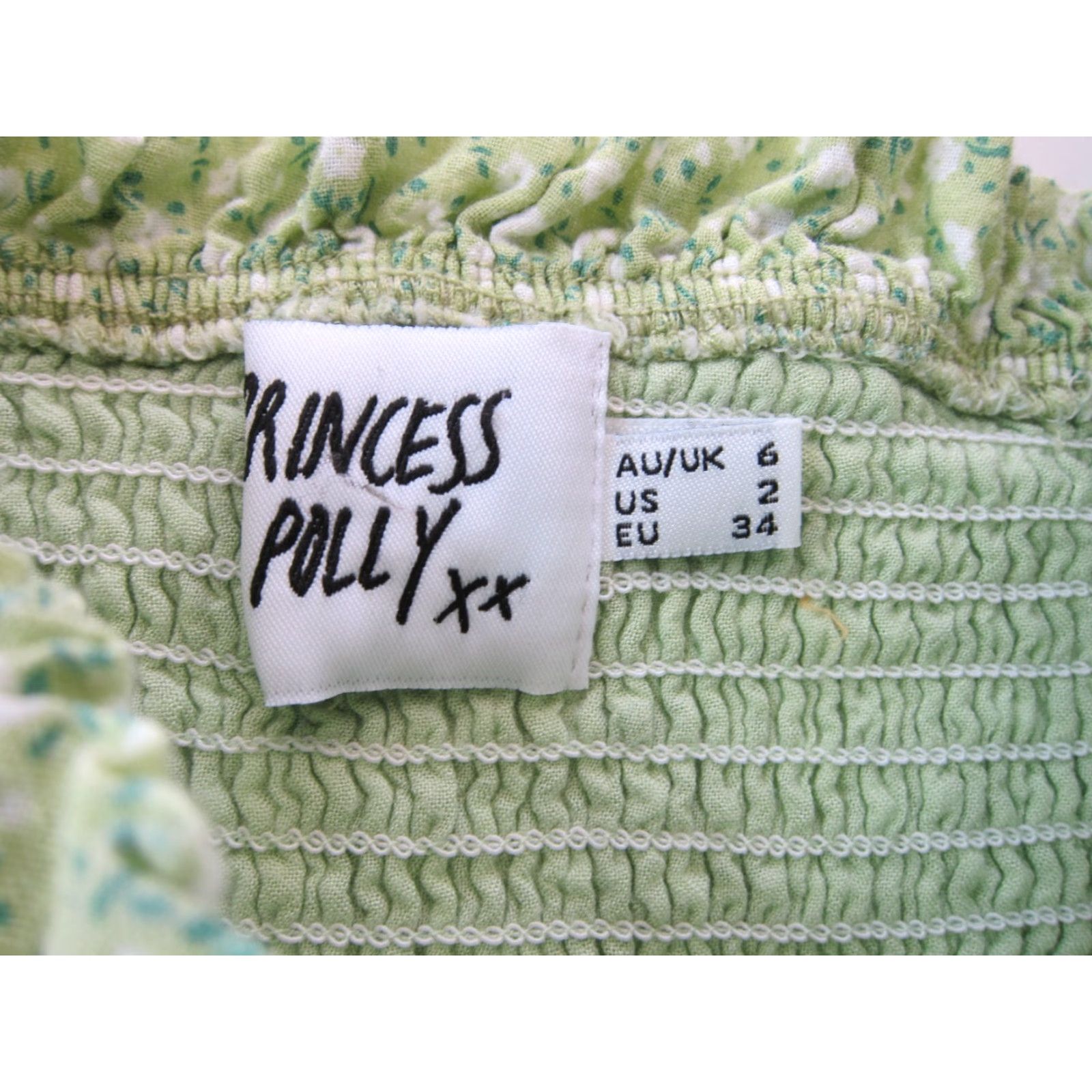 PRINCESS POLLY Princess Polly Green White Floral Cap Sleeve Sheath Dress 2 Women XS Rayon Cotton Stretch Floral Pattern 2/XS Size XS / US 0-2 / IT 36-38 - 4 Thumbnail