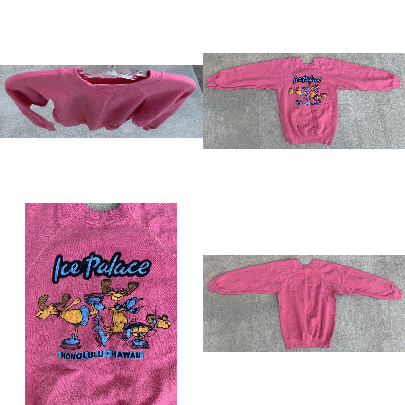 Hanes VINTAGE Hanes Sweatshirt Raglan Graphic Ice Palace Honolulu Hawaii Skating Size S Mens Pullover Long Sleeve Pink Cotton Blend 80s Animals Beach Size US S / EU 44-46 / 1 - 8 Thumbnail