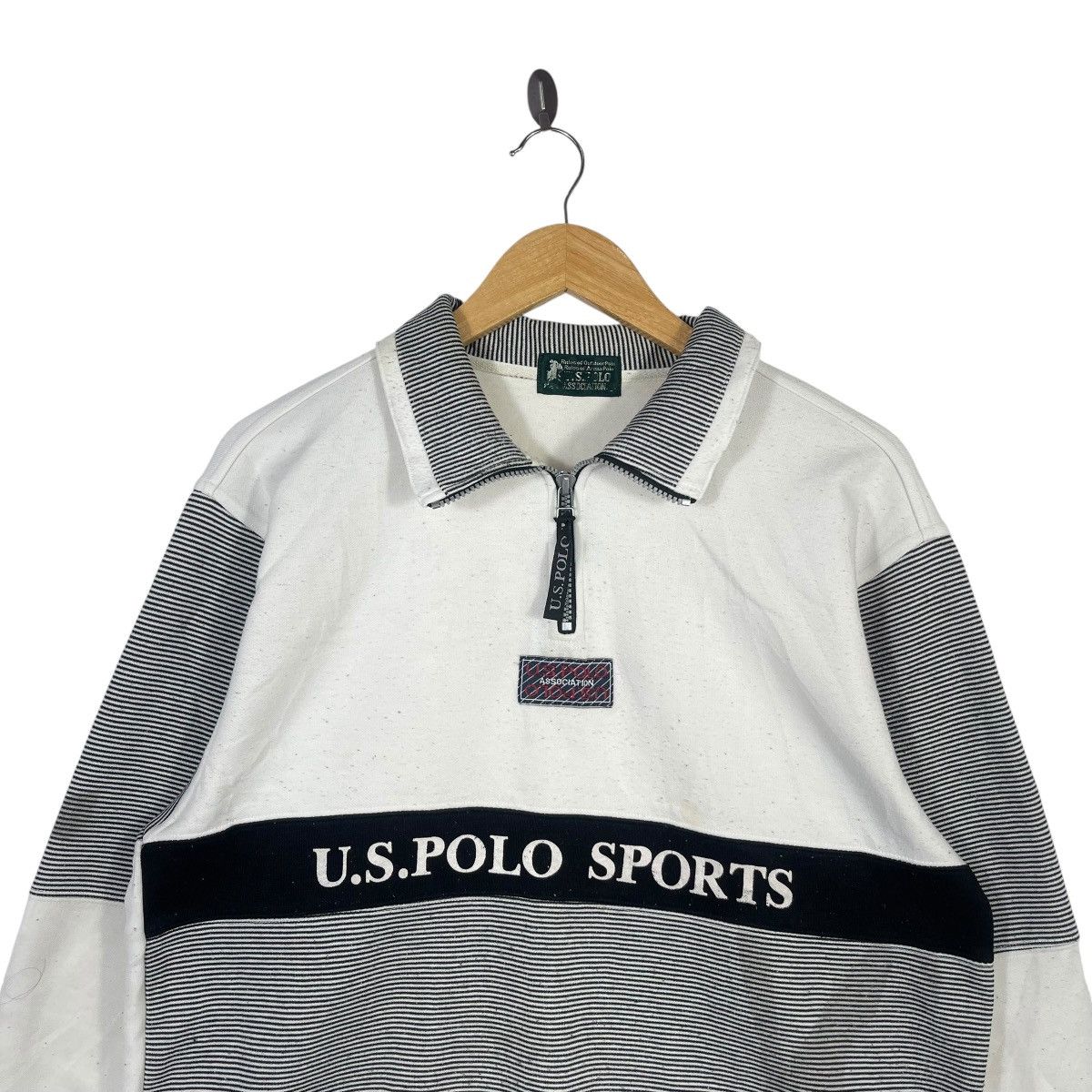 Polo Ralph Lauren Vintage U.S. Polo Sports Quarter Zip Rugby Shirt Striped Size US L / EU 52-54 / 3 - 2 Thumbnail