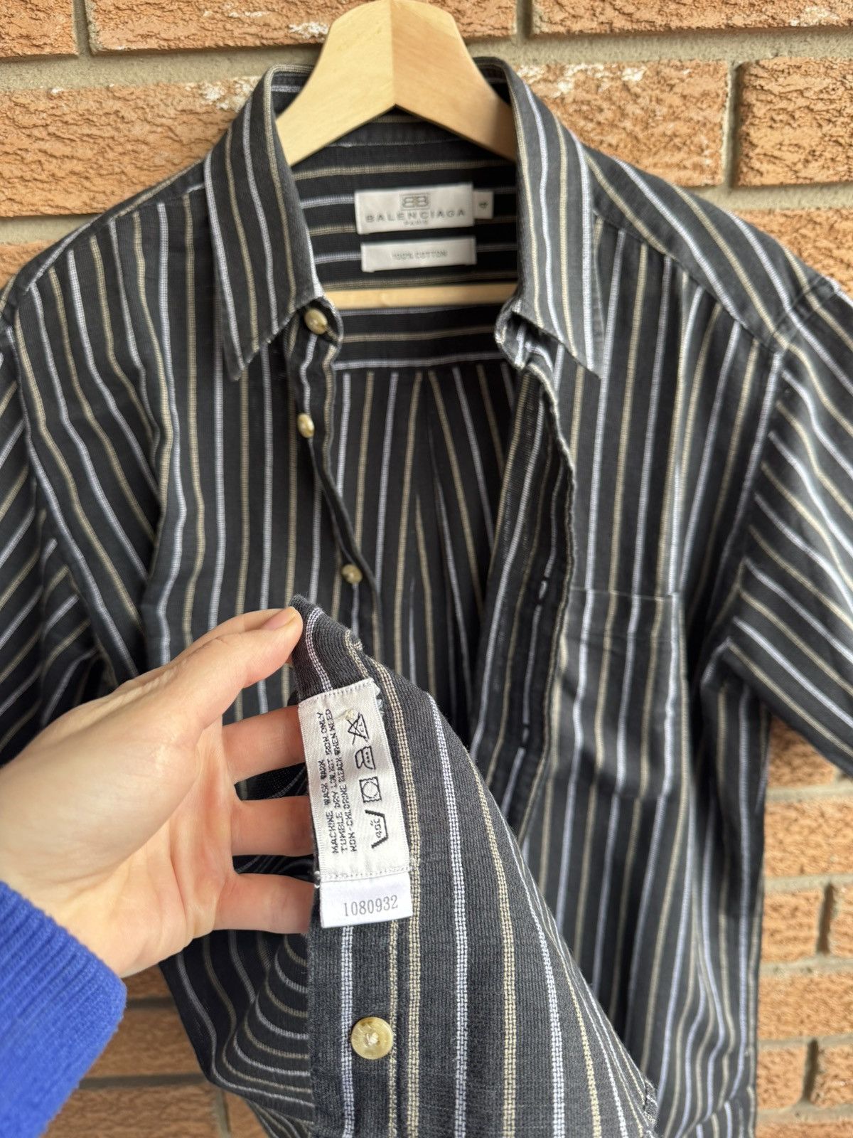 Balenciaga Balenciaga Vintage Shirt Striped Button Ups Size US L / EU 52-54 / 3 - 2 Thumbnail