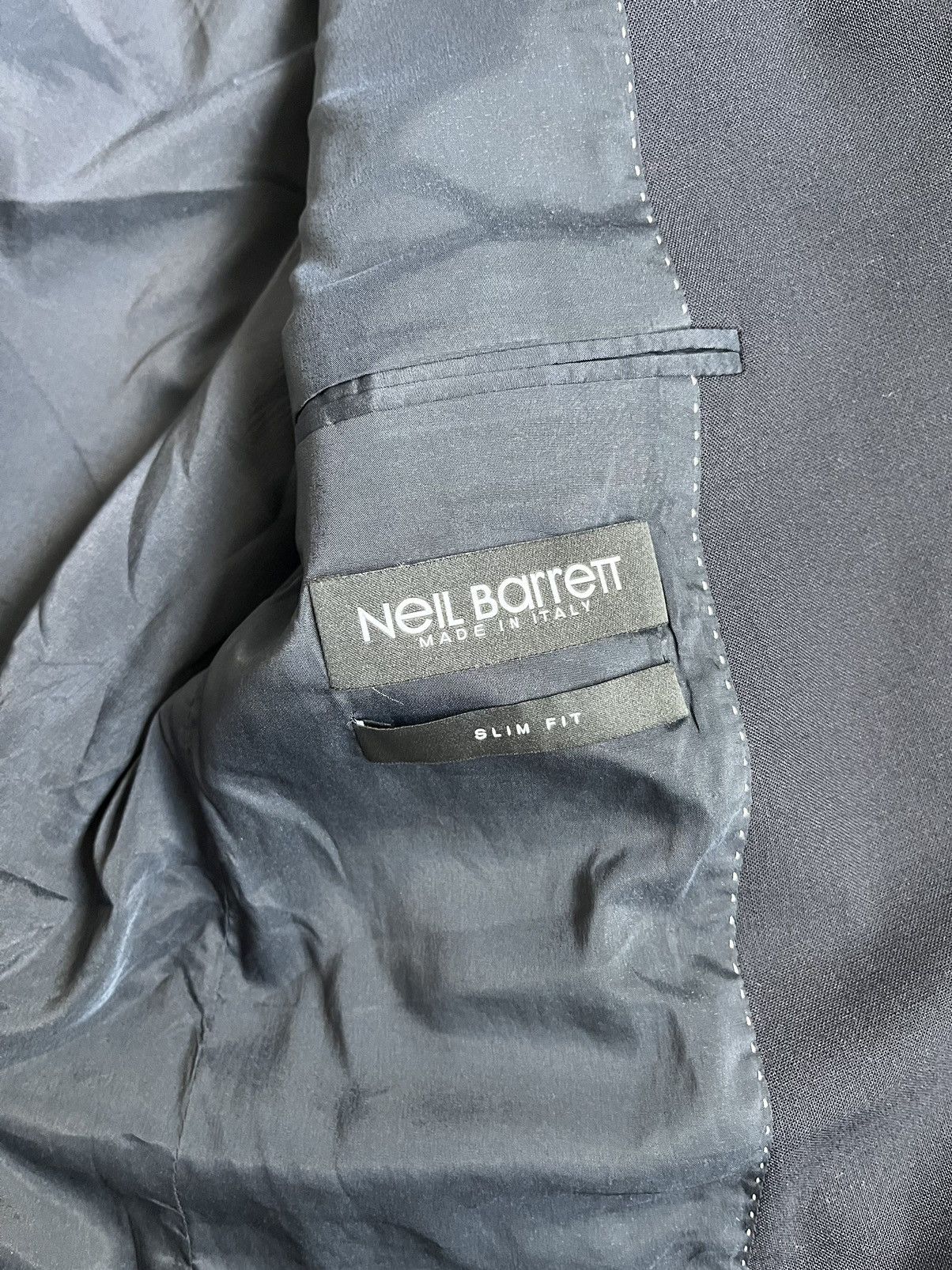 Designer × Japanese Brand × Neil Barrett Neil Barrett Men Woven Dark Navy Slim Fit Suit Blazer Size 50S - 11 Thumbnail