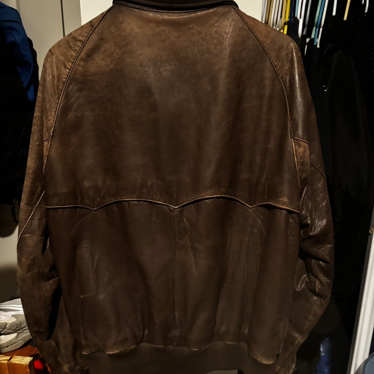 Vintage Leathercraft Faded Patina Brown Leather Bomber Jacket Size US L / EU 52-54 / 3 - 2 Thumbnail