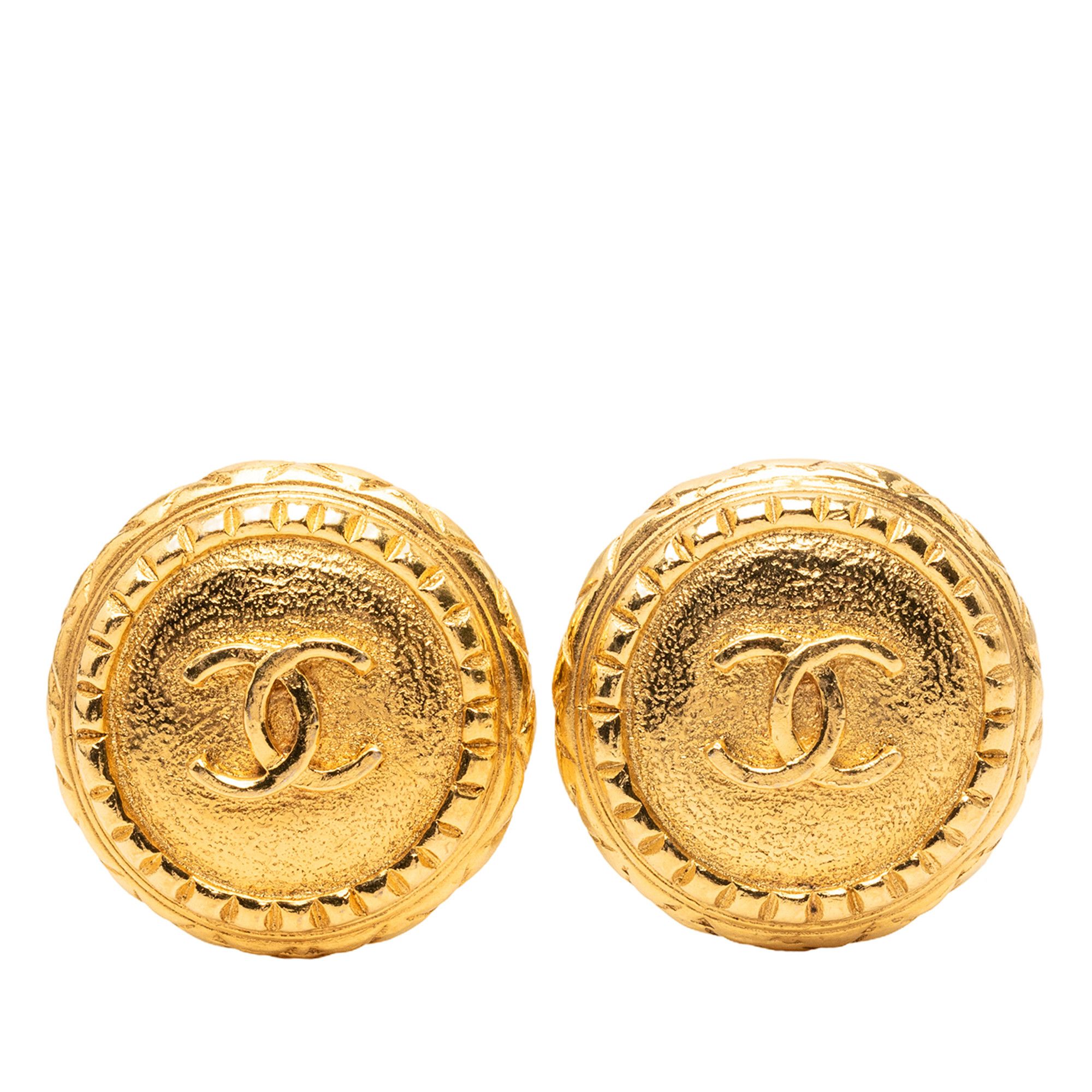 Chanel Chanel Gold Plated CC Round Clip On Earrings Size ONE SIZE - 1 Thumbnail