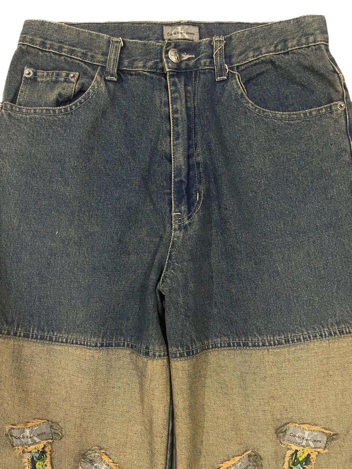 Calvin Klein Vintage CK Calvin Klein Patch Style Distress Flare Jeans Size US 28 / EU 44 - 3 Thumbnail