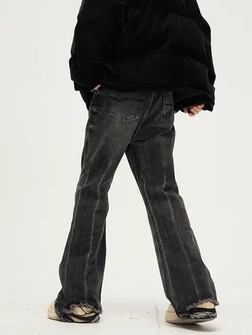 Jean × Vintage Faded Black Ripped Flare jeans Size US 32 / EU 48 - 2 Thumbnail