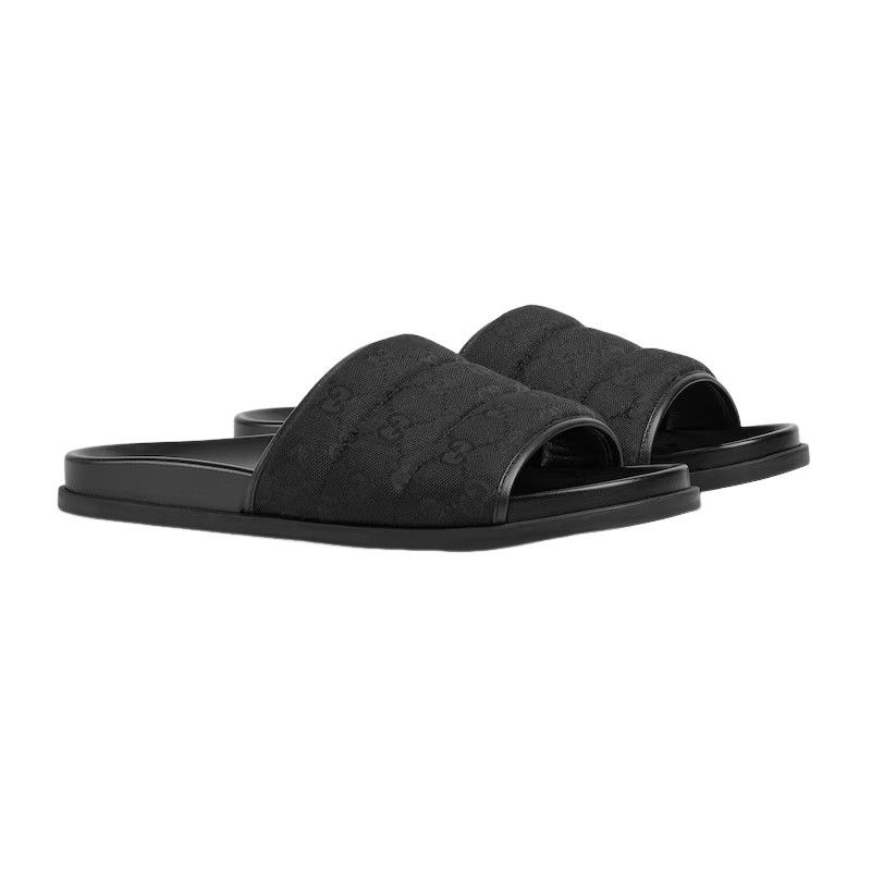 Gucci GUCCI Men's Black GG Canvas Slides Authentic Size US 9.5 / EU 42-43 - 2 Thumbnail