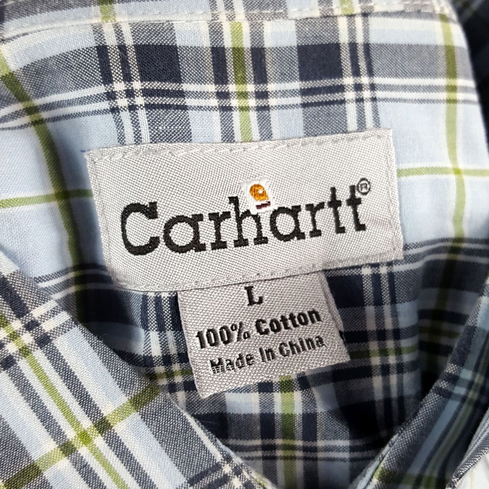 Carhartt VINTAGE Carhartt Plaid Button-Up Shirt Lightweight Short Sleeve Pocket L Men Blue Size US L / EU 52-54 / 3 - 5 Thumbnail