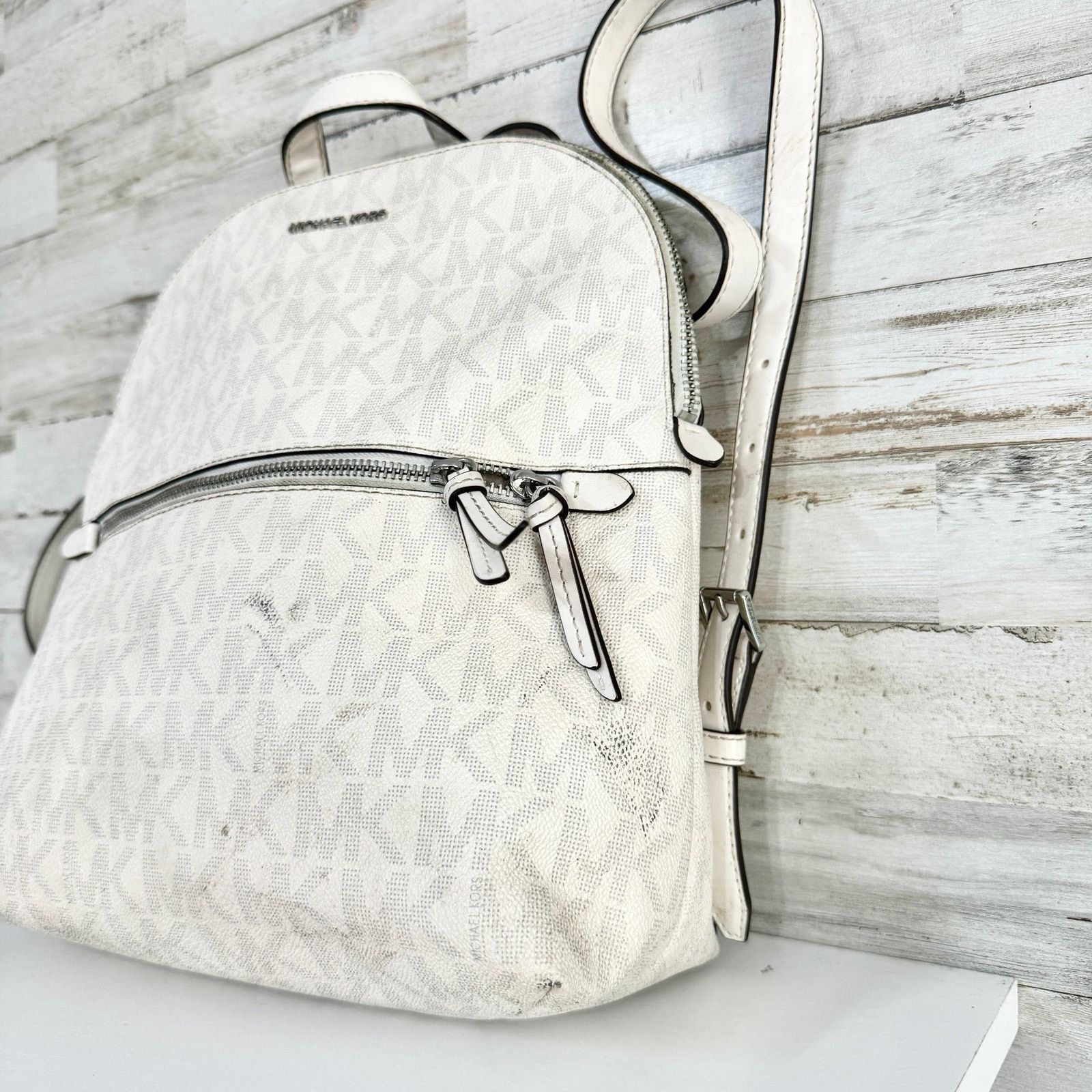 Michael Kors Michael Kors Dallas Medium Slim Backpack MK Soft Sky White Size ONE SIZE - 3 Thumbnail