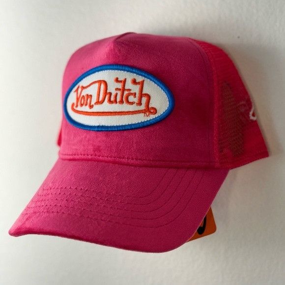 Designer × Von Dutch NWT VON DUTCH HOT PINK HOLLYWOOD VELVET TRUCKER HAT Size ONE SIZE - 5 Thumbnail