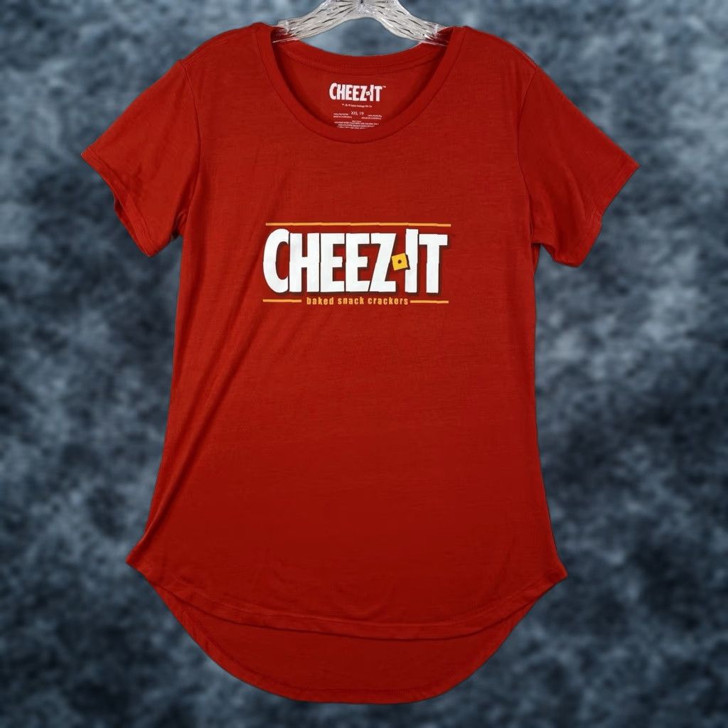 Vintage Kellogg's Cheez-It Classic Logo T Shirt Red 2XL Womens Jr Sz 19 High Low Hem Short Sleeve Shirt Mens Girls Womens Size XXL / US 16-18 / IT 52-54 - 1 Thumbnail
