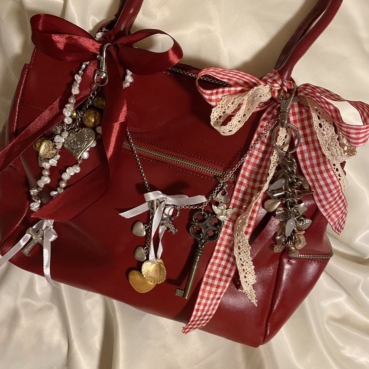 Vintage Vintage coquette leather red shoulder bag Size ONE SIZE - 3 Thumbnail