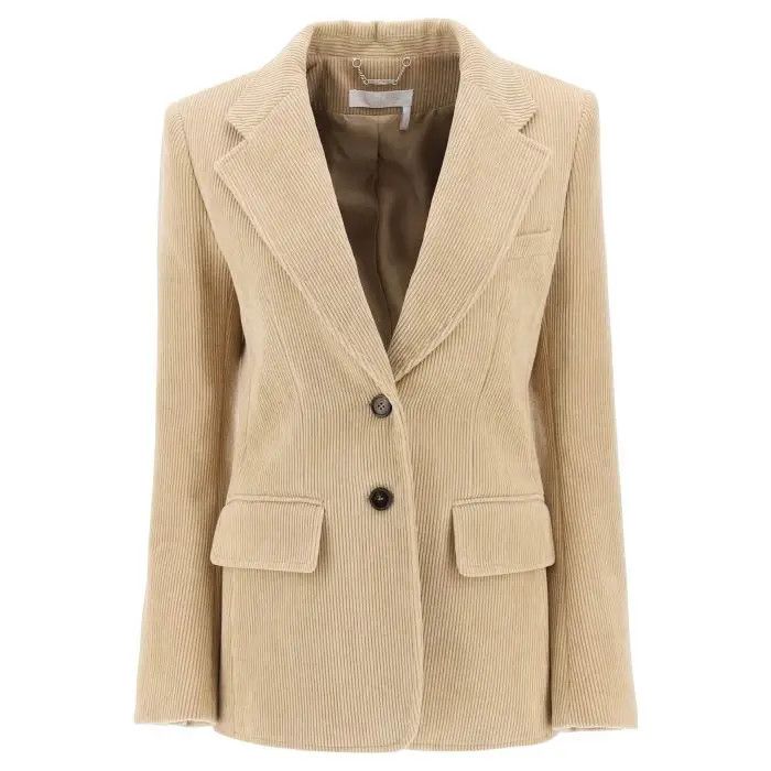 image of Chloe O1S22I1N0424 Single Breasted Blazer In Beige, Women's (Size XS)