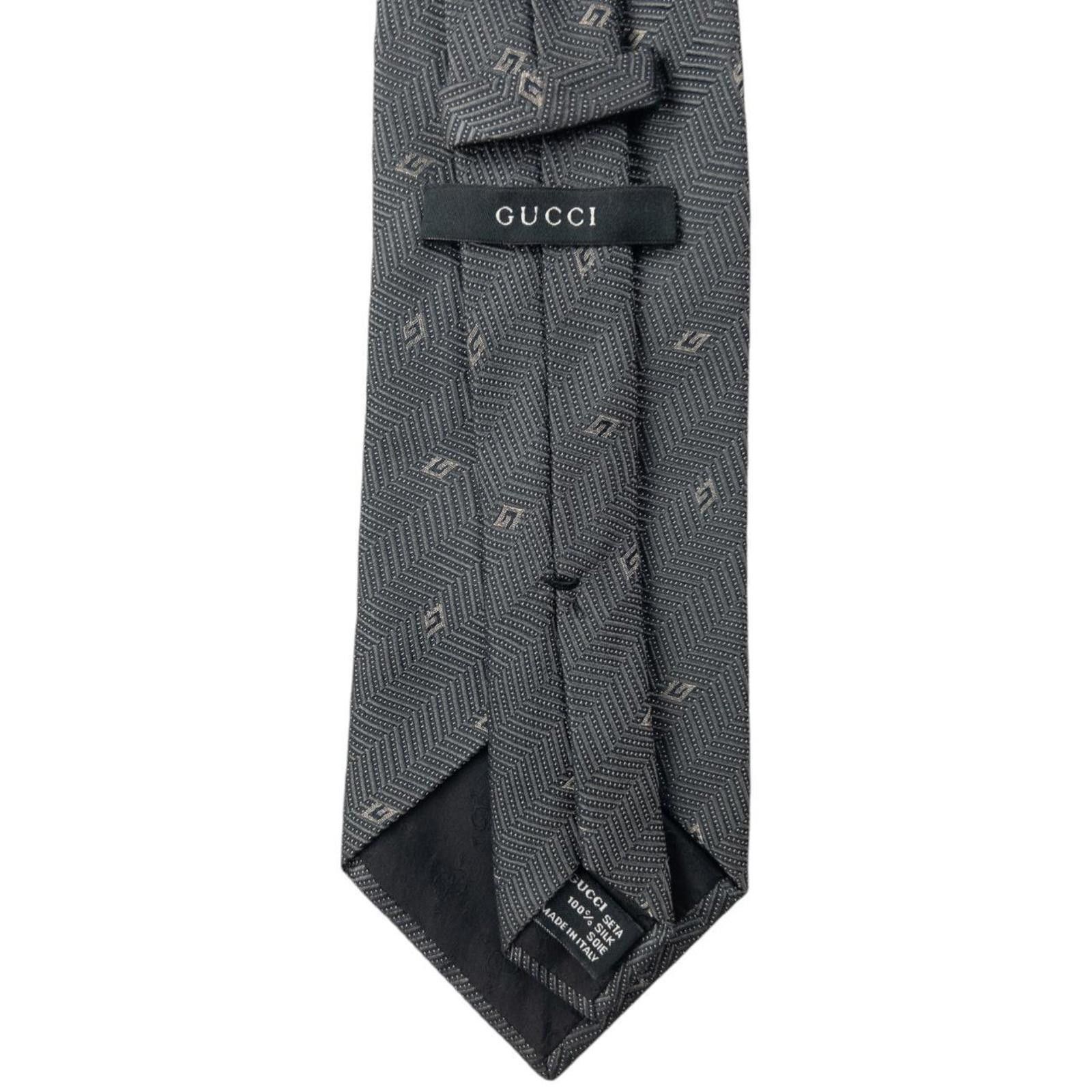Gucci Vintage Gucci Monogram Zigzag Silk Tie Size ONE SIZE - 6 Thumbnail