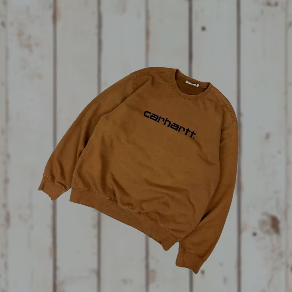 Carhartt Carhartt Sweatshirt Big Logo Embroidered Men SZ L Brown Size US L / EU 52-54 / 3 - 1 Thumbnail