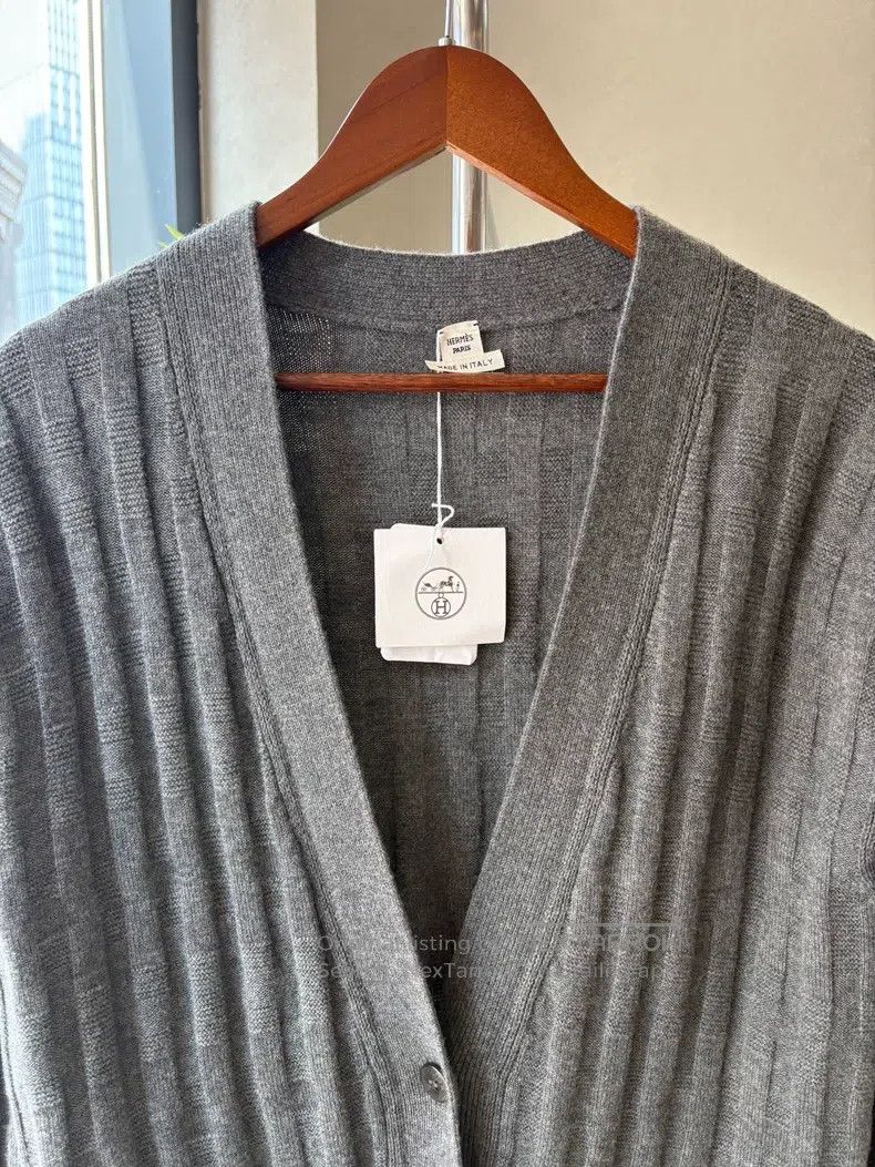 Hermes Hermes Gray knitted cardigan, 100% pure wool Size XS / US 0-2 / IT 36-38 - 4 Thumbnail