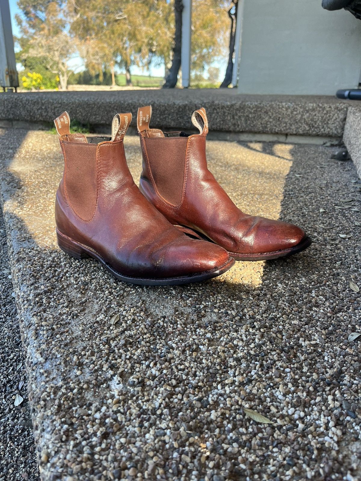 R.M. Williams Vintage Men s Leather RM Williams Chelsea Boots Dark Tan Grailed