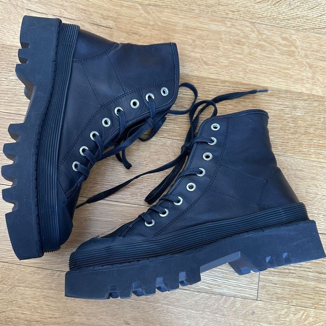 Proenza Schouler new PS The City Black Leather Combat Boots EU 38 Lug Sole Size US 8 / IT 38 - 4 Thumbnail