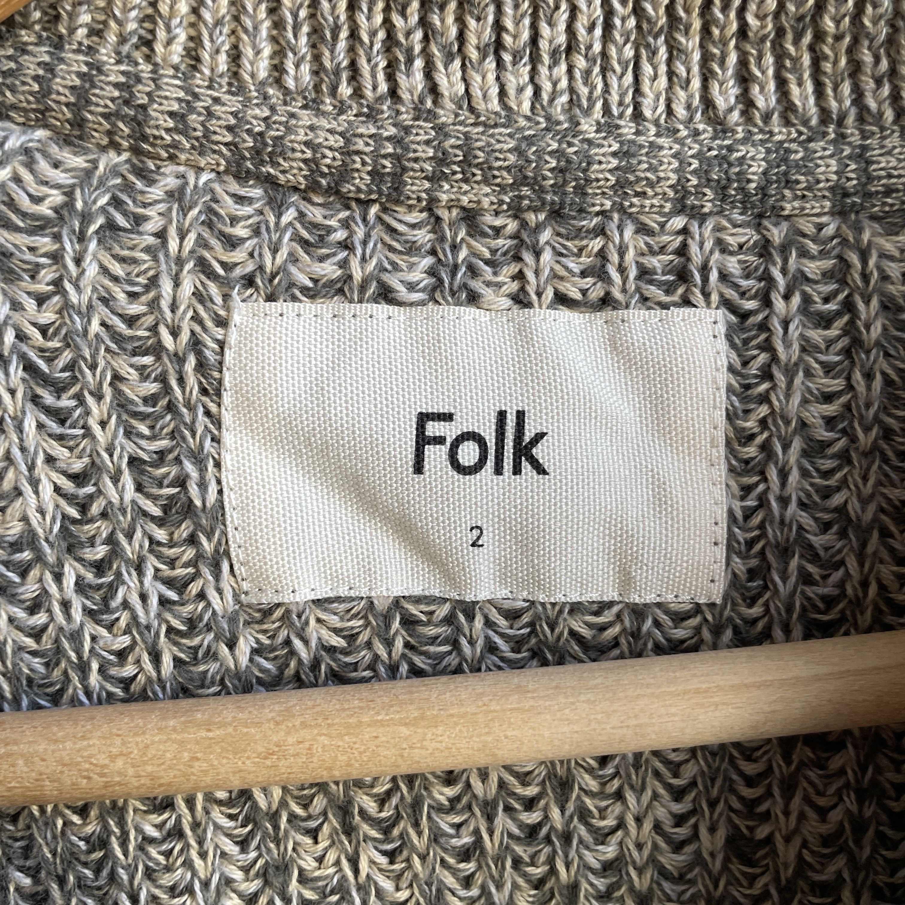 Folk Folk 1/4 Zip Cotton Rib Knit Beige/Gray Sweater Size 2 Size US S / EU 44-46 / 1 - 6 Thumbnail