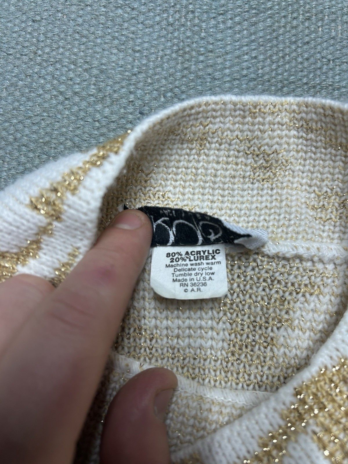 Vintage vtg 80s knit sweater Rose acrylic lurex sparkle snowflake XL Size XL / US 12-14 / IT 48-50 - 4 Thumbnail