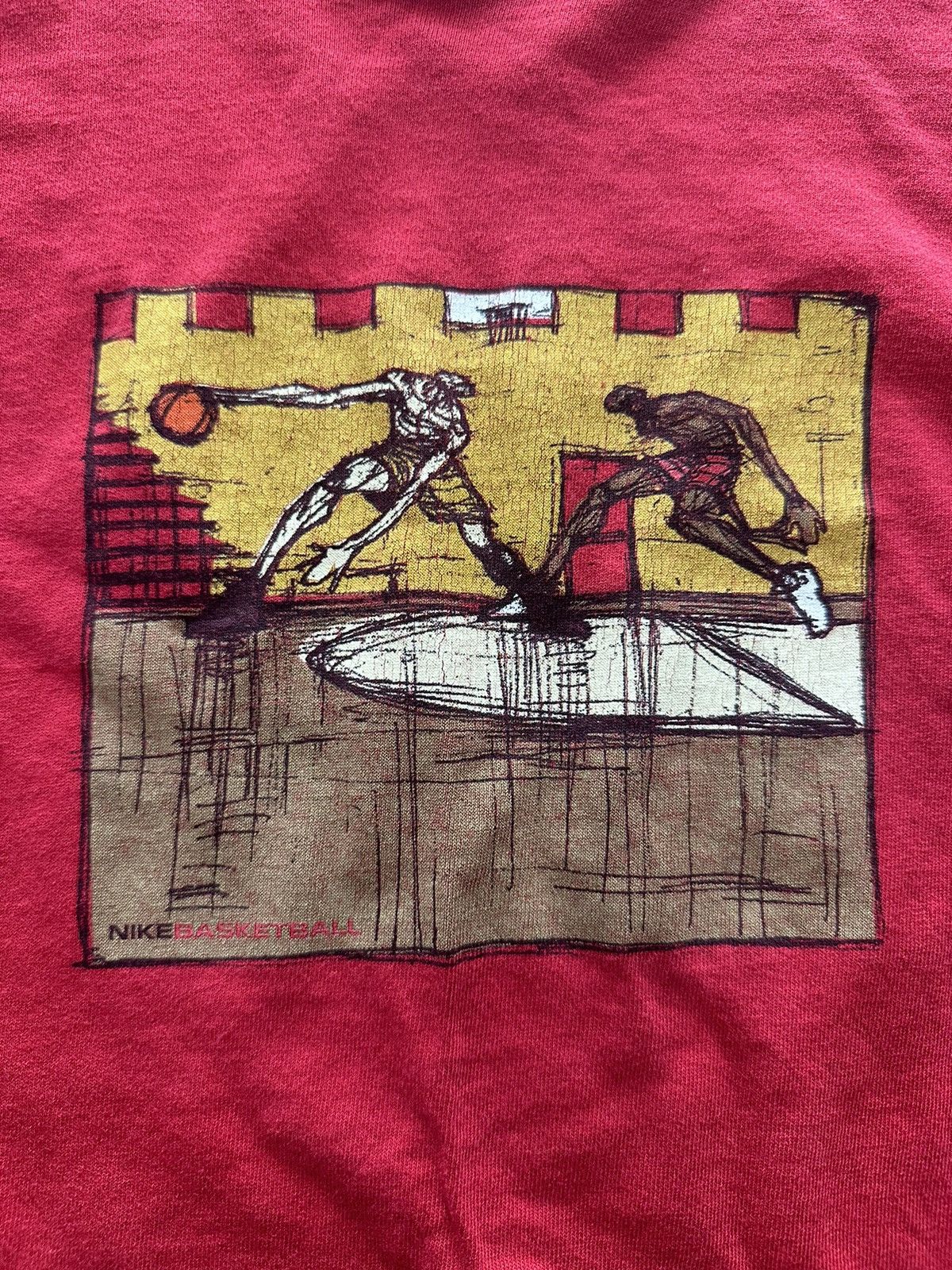 Nike × Vintage Vintage Nike 90s Red Basketball Shirt Size US M / EU 48-50 / 2 - 2 Thumbnail