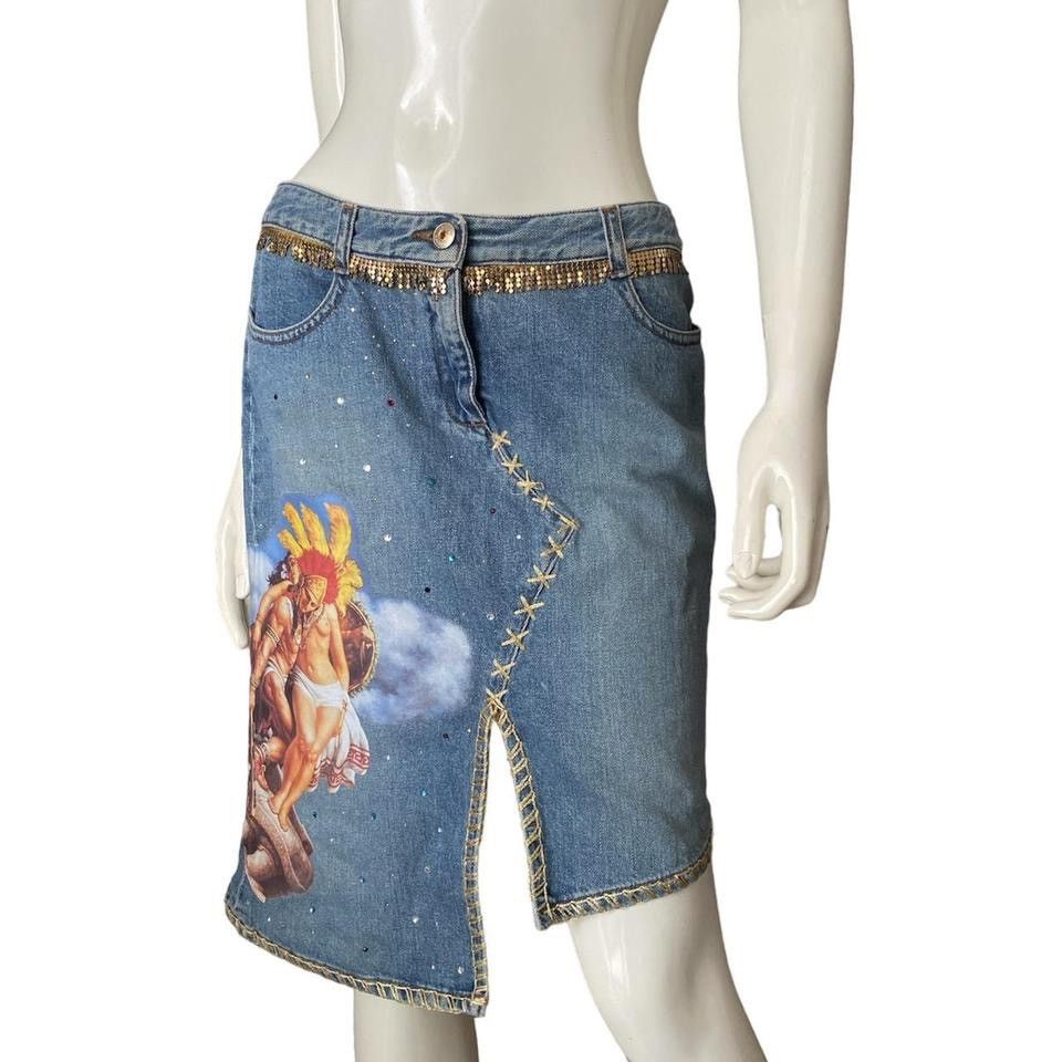 Vintage Voyage Passion midi asymmetrical denim skirt