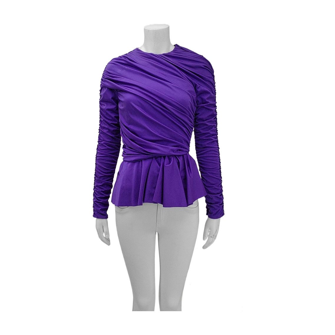 Balenciaga BALENCIAGA Purple Ruched Long Sleeve Top Size 38 Size S / US 4 / IT 40 - 1 Thumbnail