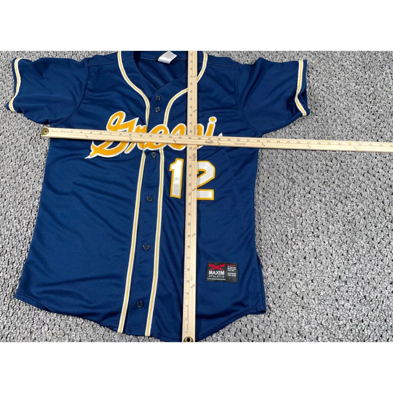 Vintage Retro Maxim Baseball Jersey Adult Large Dark Blue Sewn Stitched Numbers Size US L / EU 52-54 / 3 - 4 Thumbnail
