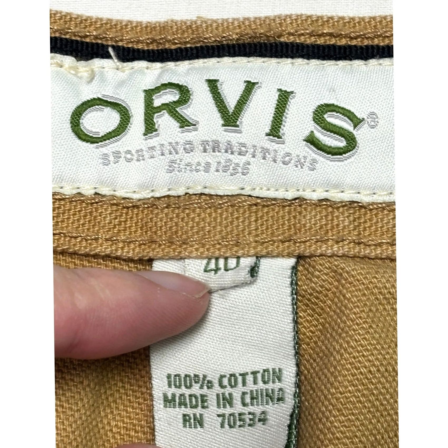 Orvis Orvis Pants Mens 40x30 Tan Cotton Canvas Work Pants Casual, Workwear, Khakis, Big & Tall, Regular Fit Size US 40 / EU 56 - 3 Thumbnail
