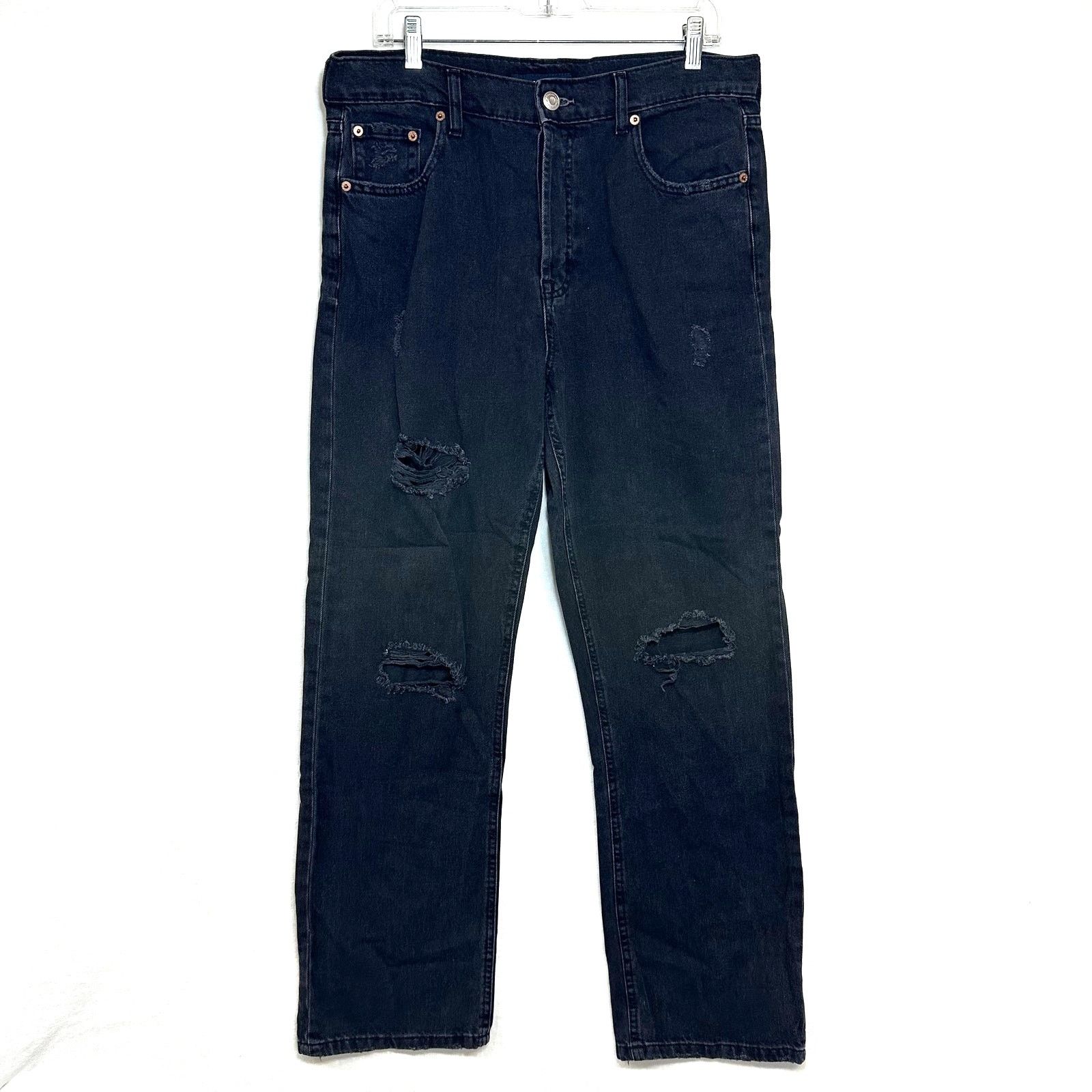 Aeropostale Aeropostale 12 90s Baggy Distressed Black Jeans Punk Grunge Size 34" / US 12 / IT 48 - 1 Thumbnail