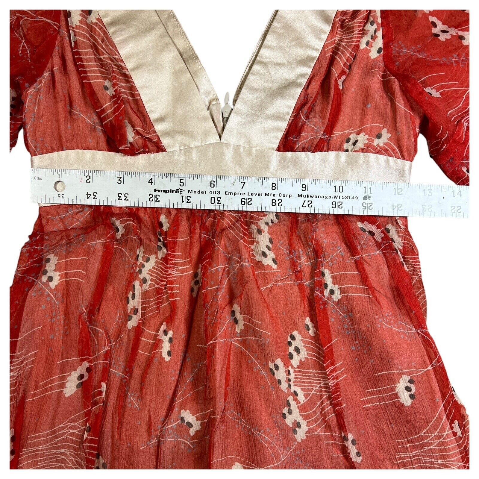 Other Development Erica Davies Red Floral Sheer Silk Dress Size 0 Size XS / US 0-2 / IT 36-38 - 3 Thumbnail