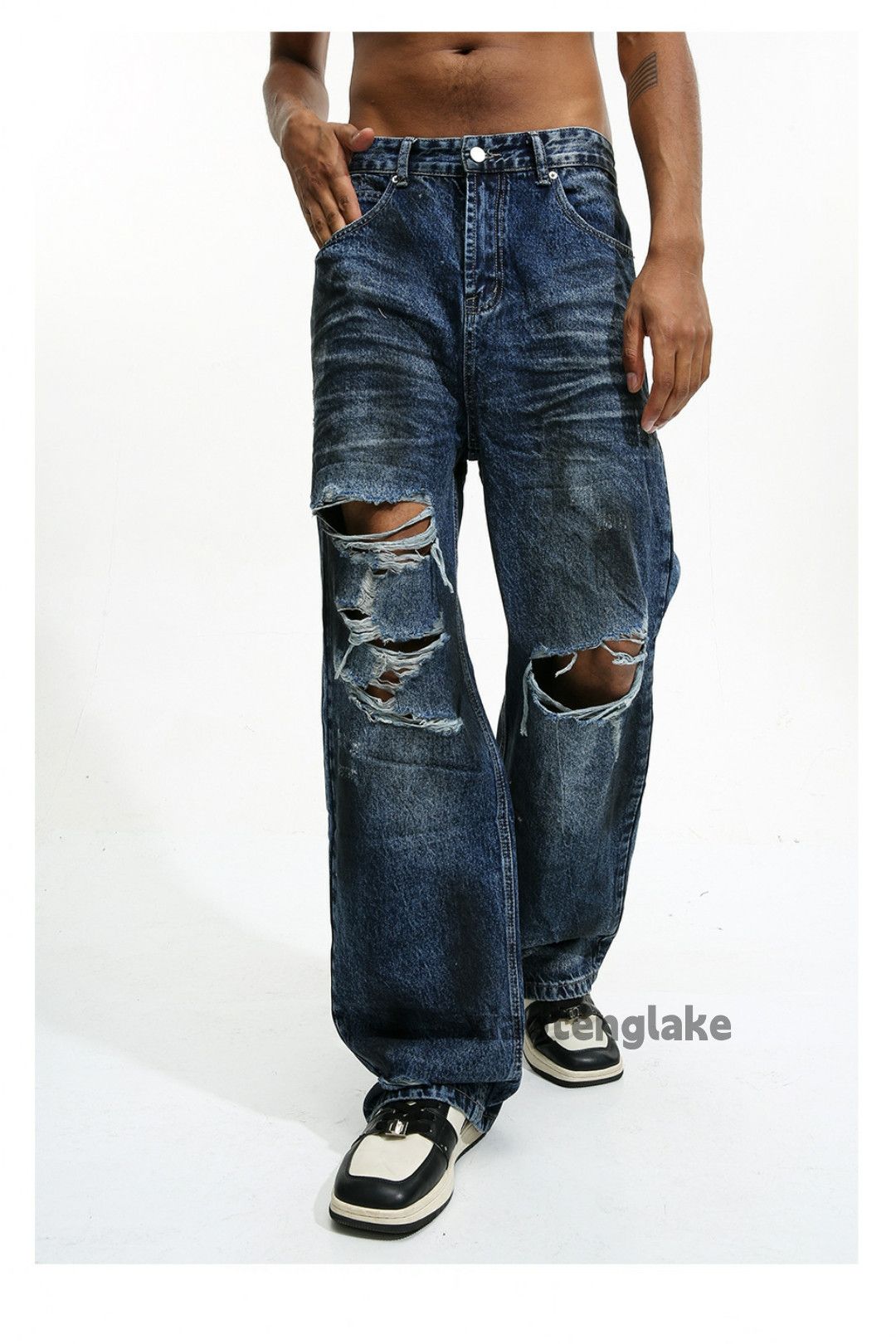 Jean × Vintage washed faded utility damaged ripped hiphop jeans Size US 32 / EU 48 - 5 Thumbnail