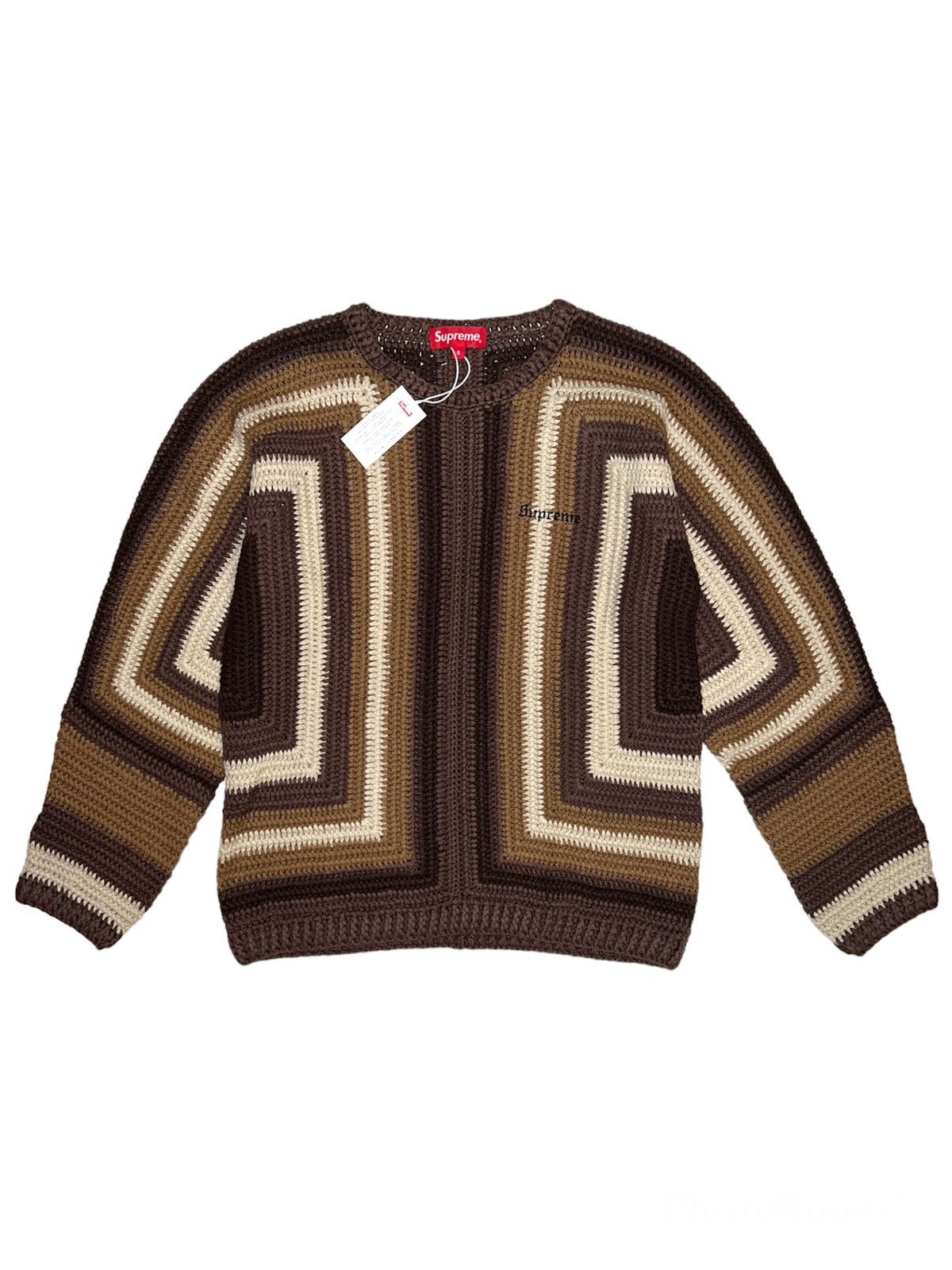 image of Supreme Crocheted Knit Sweater in Brown, Men's (Size Small)