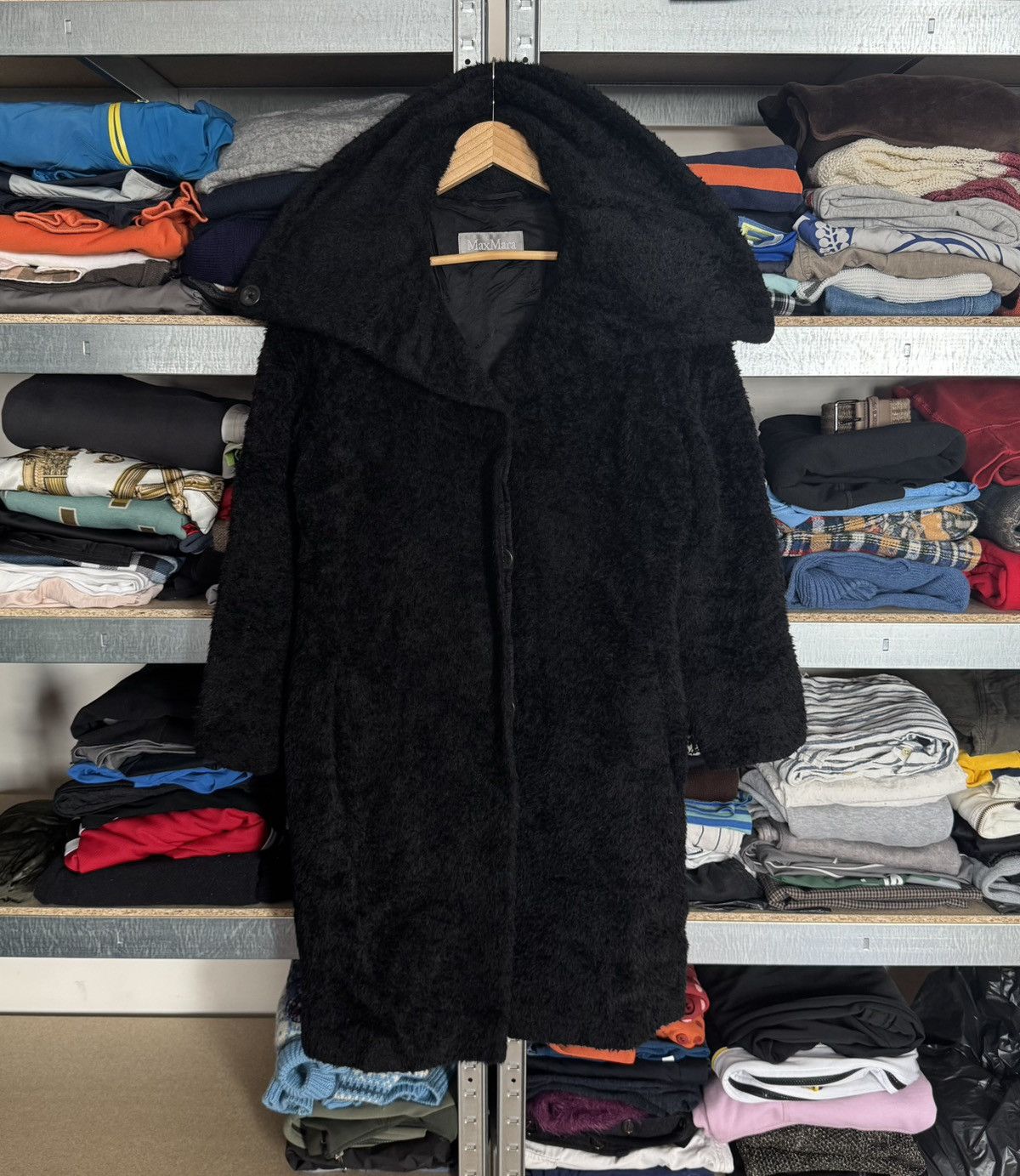 Max Mara × Weekend Max Mara Max Mara USA12/GB14 black alpaca/wool coat button up jacket Size XL / US 12-14 / IT 48-50 - 25 Thumbnail