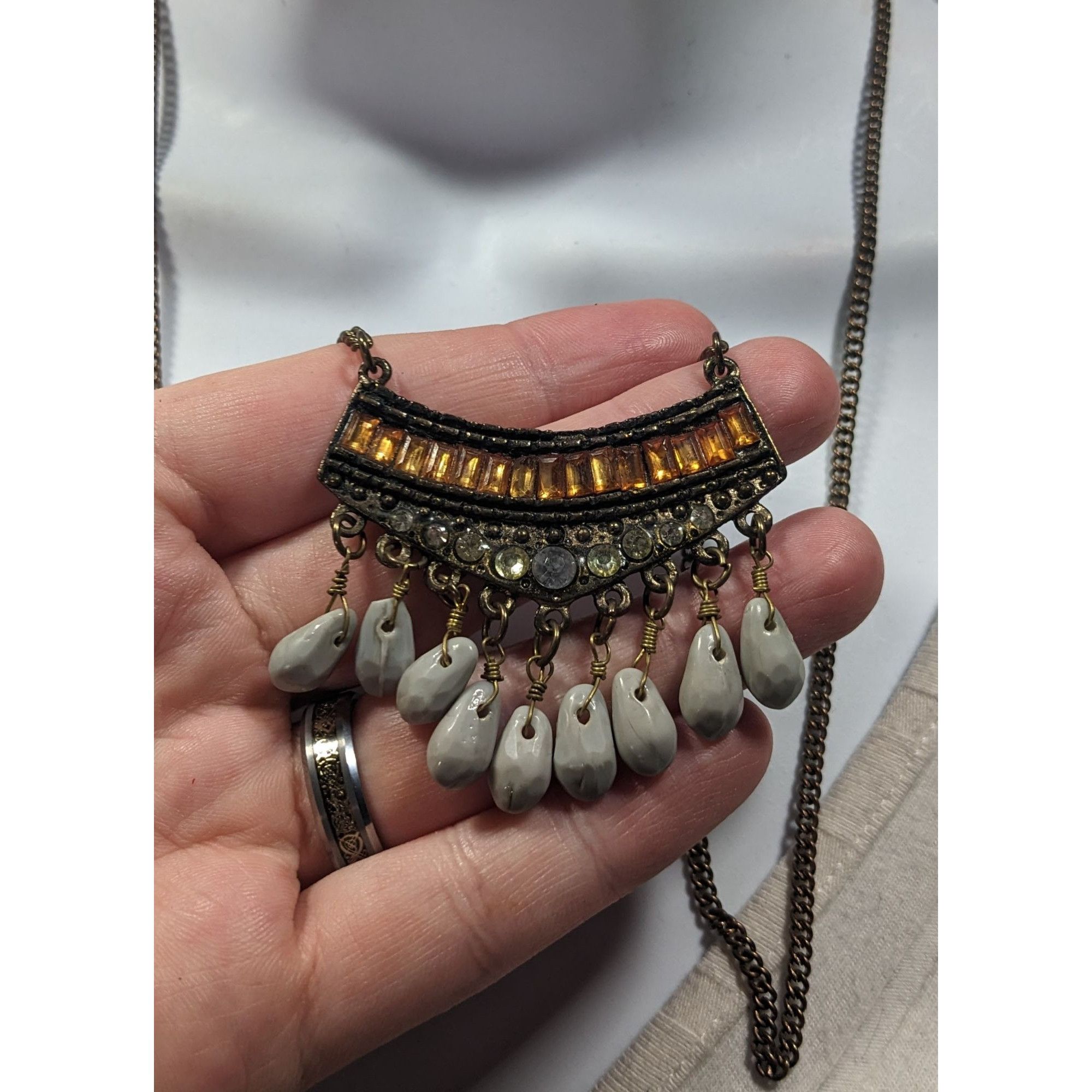 Other Bohemian Indie Rhinestone Gemmed Fringe Pendant Necklace Size ONE SIZE - 5 Thumbnail