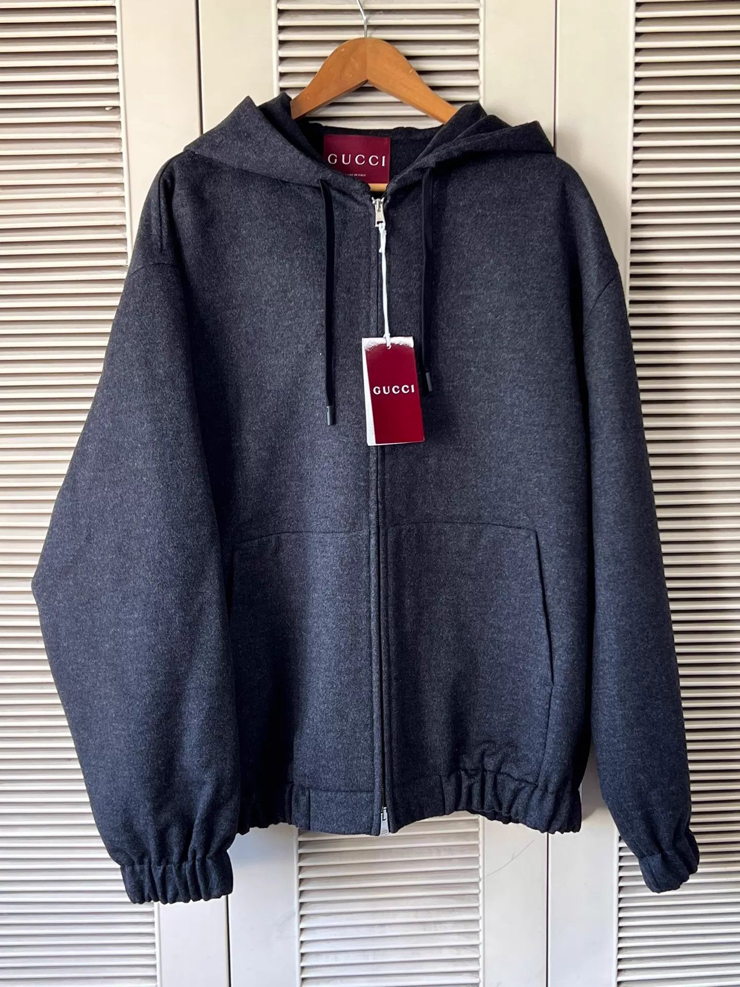 Gucci Gucci Men's Wool Zip Hoodie Back Big Logo Size 52 Size US L / EU 52-54 / 3 - 2 Thumbnail