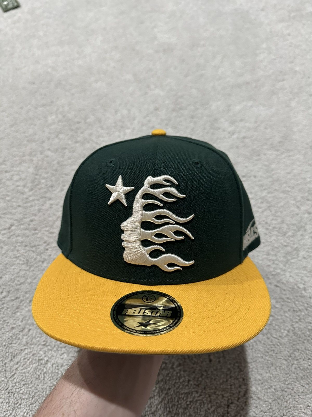 HELLSTAR Hellstar Green and Yellow Fitted Baseball Hat 7 3/8 Size ONE SIZE - 1 Thumbnail
