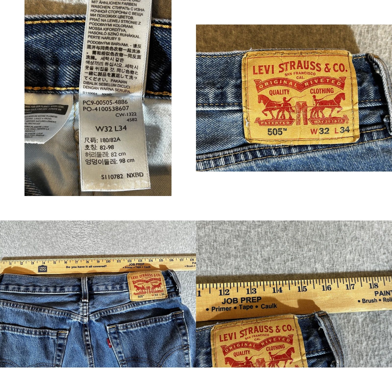 Levi's Levi's 505 Jeans Mens 32x34 Regular Straight Blue Denim Medium Wash Pattern Solid Pockets Zip Fly Mens Size US 32 / EU 48 - 8 Thumbnail