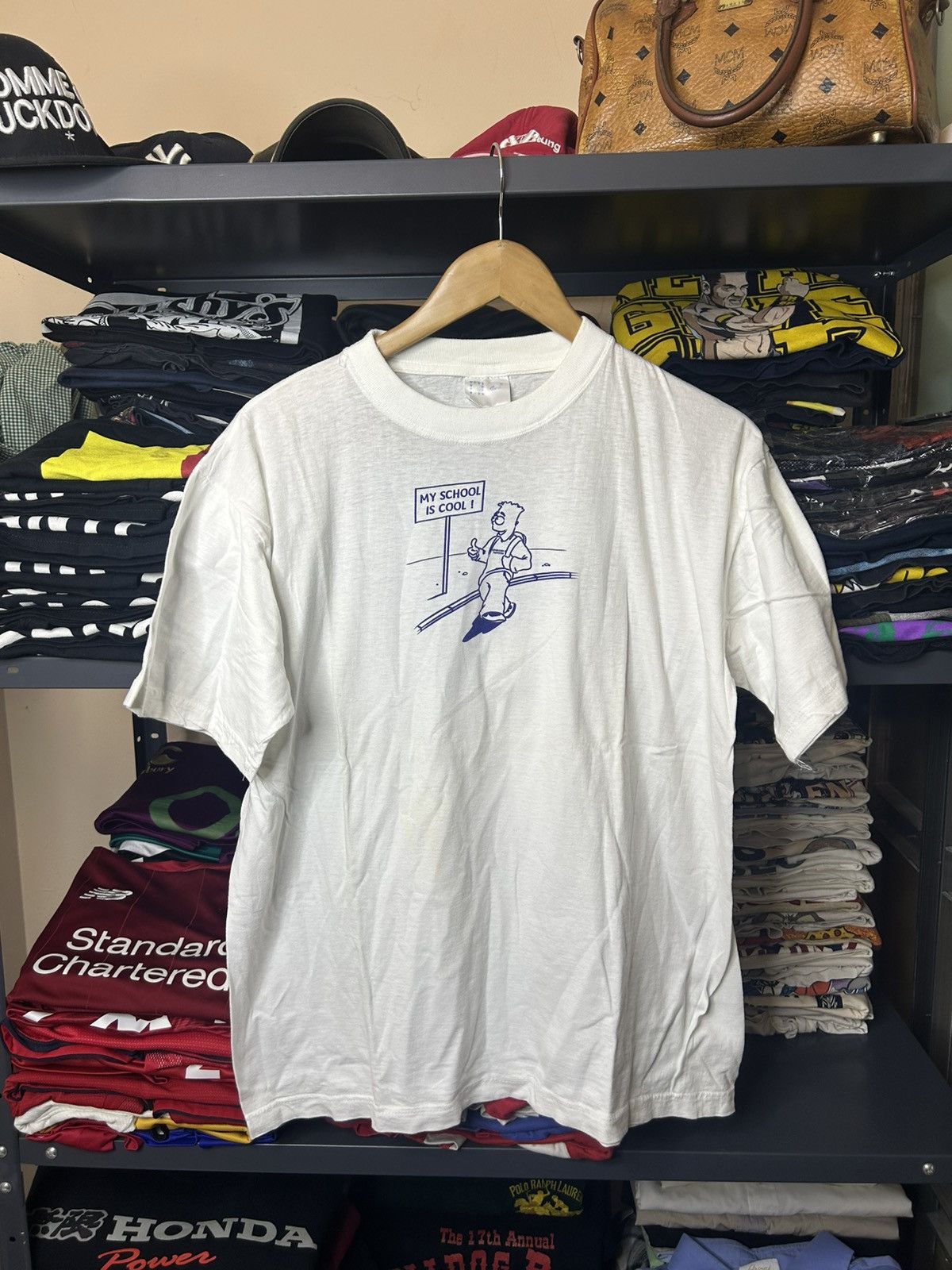 Vintage Vintage My School Is Cool Funny Graphic T-Shirt M Size US M / EU 48-50 / 2 - 1 Thumbnail