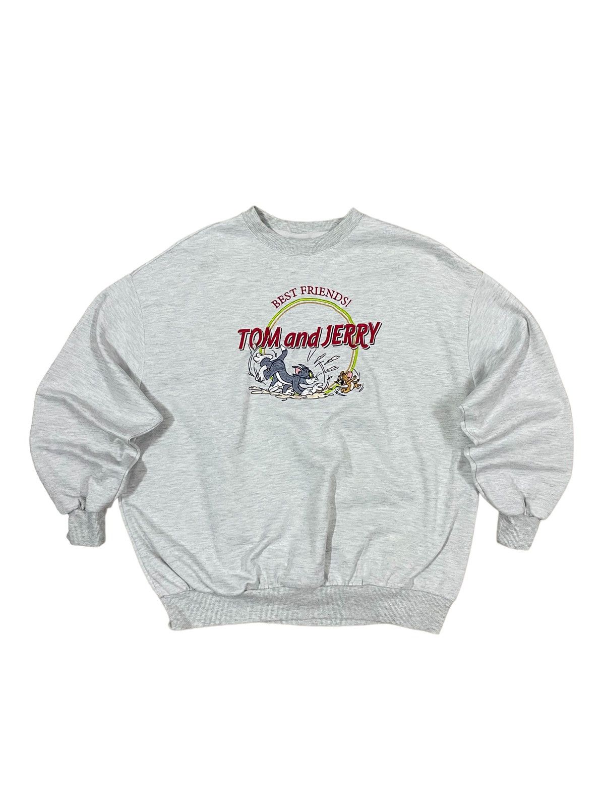 Vintage TOM and JERRY Embroidery Graphic Baggy Sweatshirt