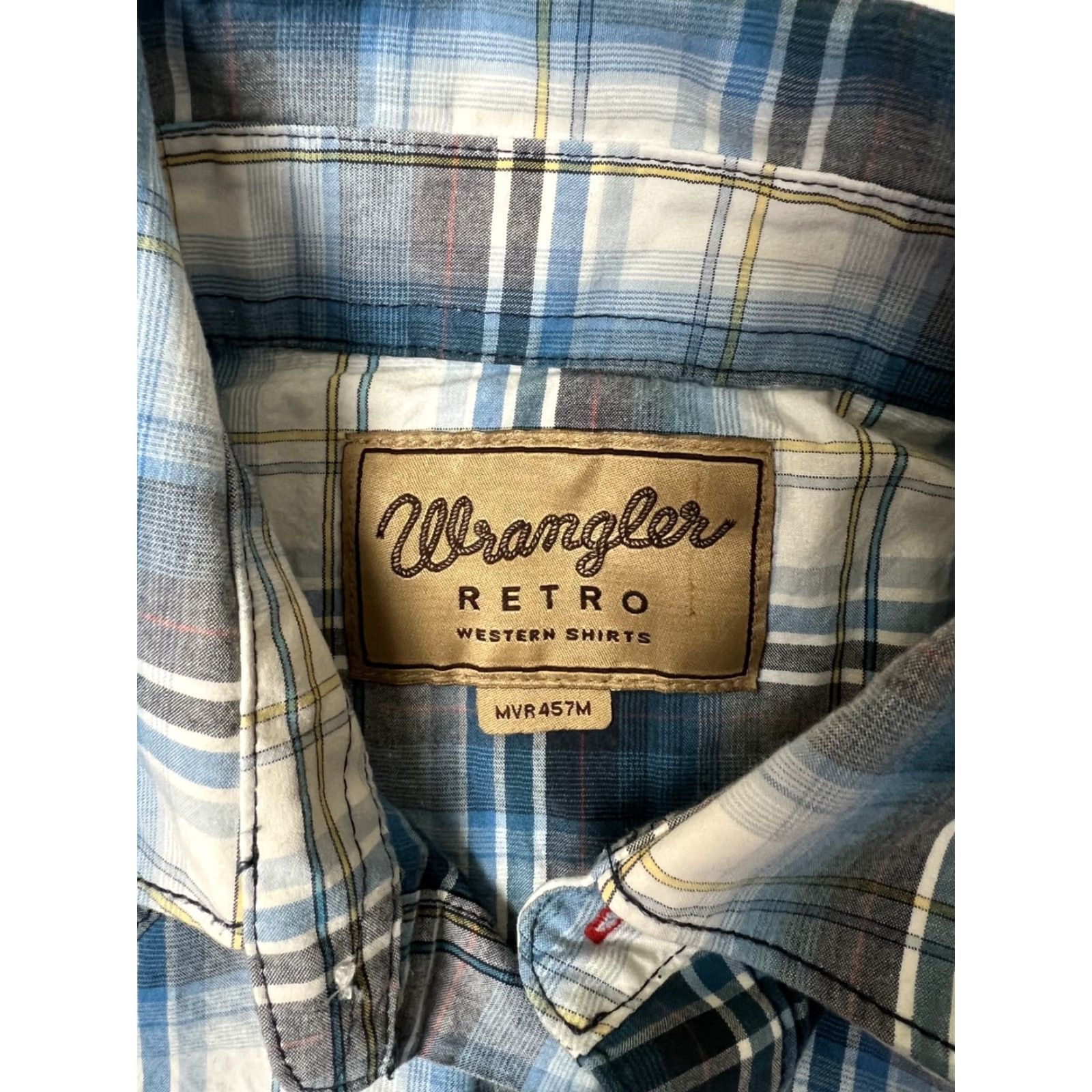 Wrangler Wrangler Western Shirt Mens Small Plaid Pearl Snap Long Sleeve Blue Shirt Size US M / EU 48-50 / 2 - 2 Thumbnail