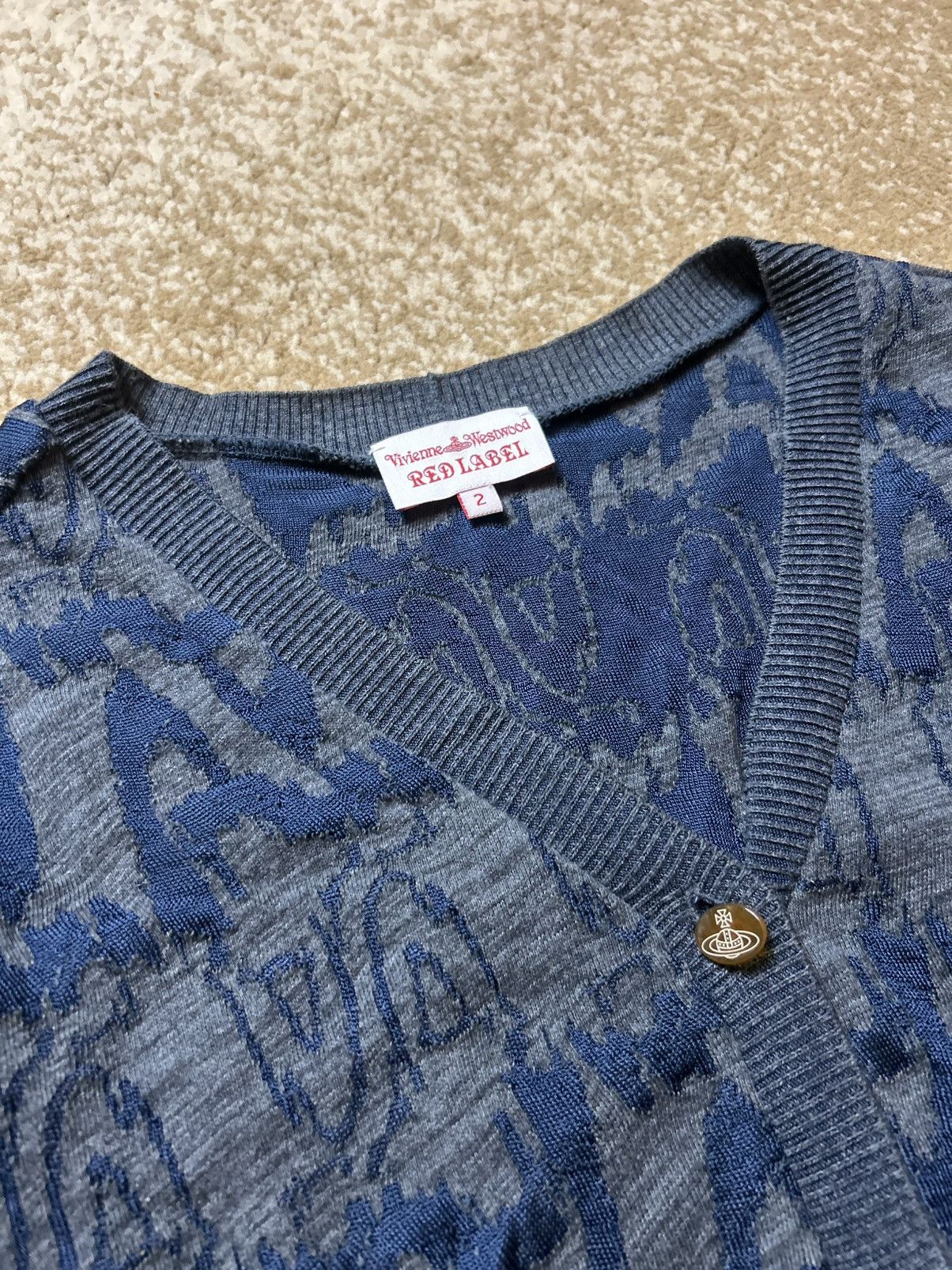 Vivienne Westwood Grey and blue Vivienne Westwood planet patterned cardigan Size US M / EU 48-50 / 2 - 2 Thumbnail